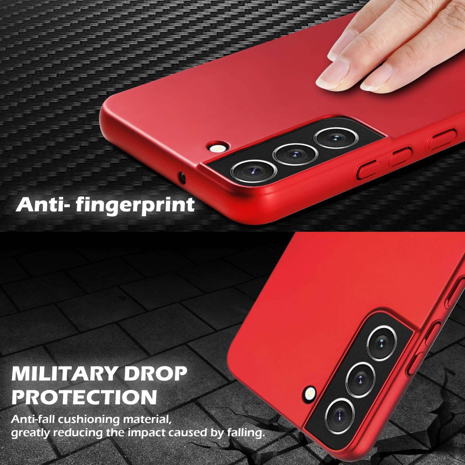Cadorabo Hülle für Samsung Galaxy S22 Schutzhülle in Rot Hard Case Handy Hülle Etui