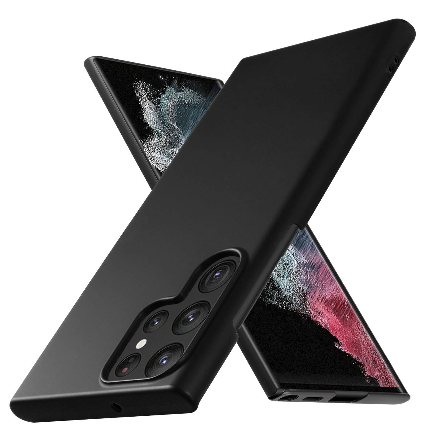 Cadorabo Hülle für Samsung Galaxy S22 ULTRA Schutzhülle in Schwarz Hard Case Handy Hülle Etui