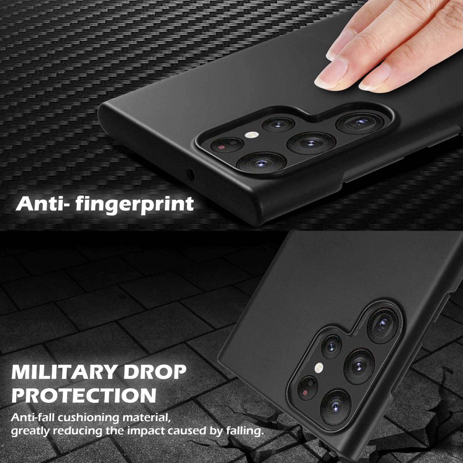 Cadorabo Hülle für Samsung Galaxy S22 ULTRA Schutzhülle in Schwarz Hard Case Handy Hülle Etui