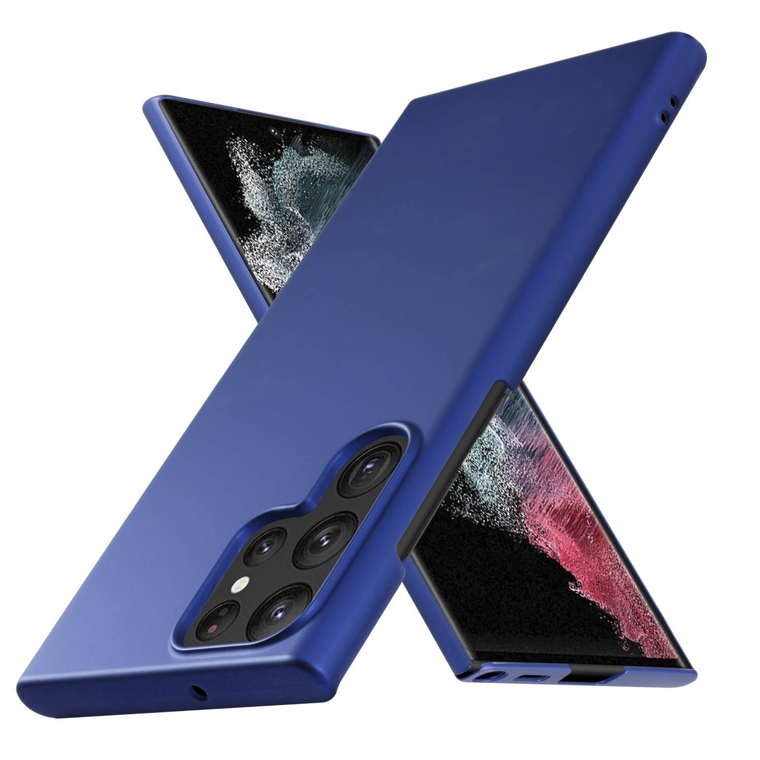Cadorabo Hülle für Samsung Galaxy S22 ULTRA Schutzhülle in Blau Hard Case Handy Hülle Etui