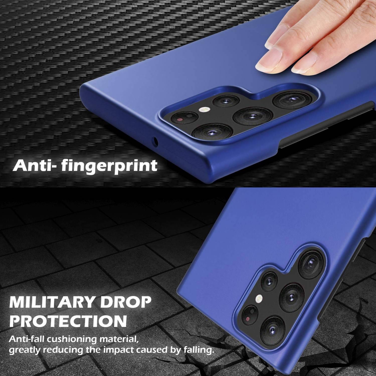 Cadorabo Hülle für Samsung Galaxy S22 ULTRA Schutzhülle in Blau Hard Case Handy Hülle Etui