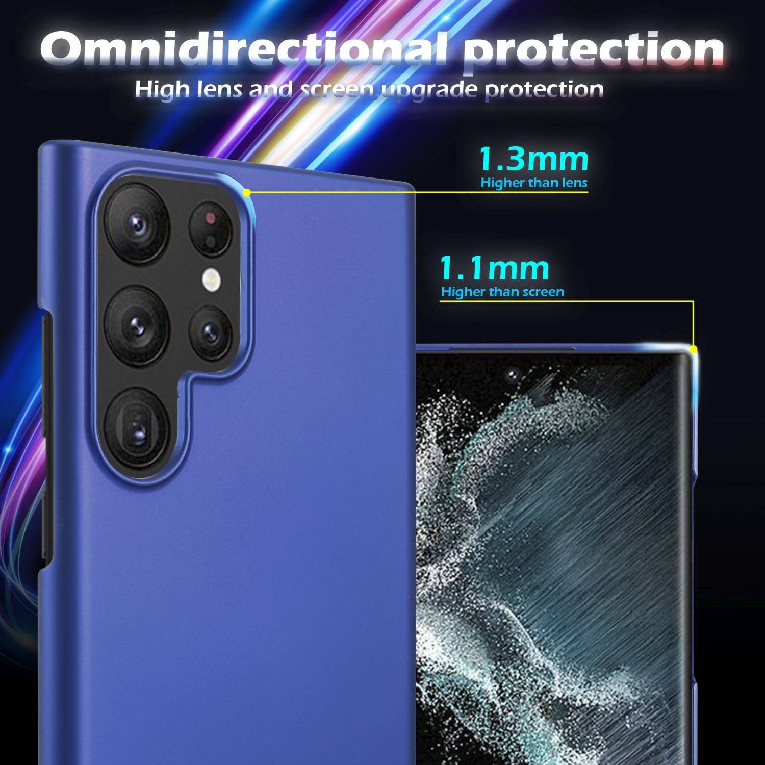 Cadorabo Hülle für Samsung Galaxy S22 ULTRA Schutzhülle in Blau Hard Case Handy Hülle Etui