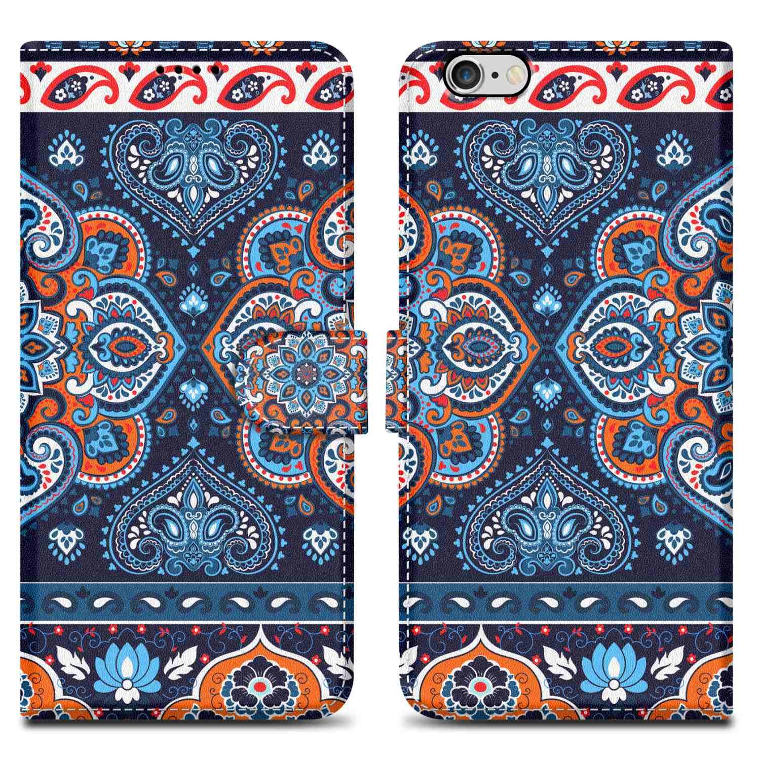 Cadorabo Schutzhülle für Apple iPhone 6 / 6S Hülle Design Blau Handyhülle Schutzhülle Etui Magnetisch Case Cover