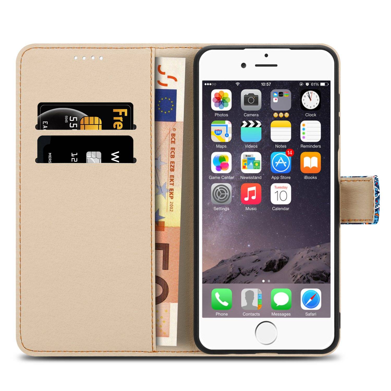 Cadorabo Schutzhülle für Apple iPhone 6 / 6S Hülle Design Blau Handyhülle Schutzhülle Etui Magnetisch Case Cover