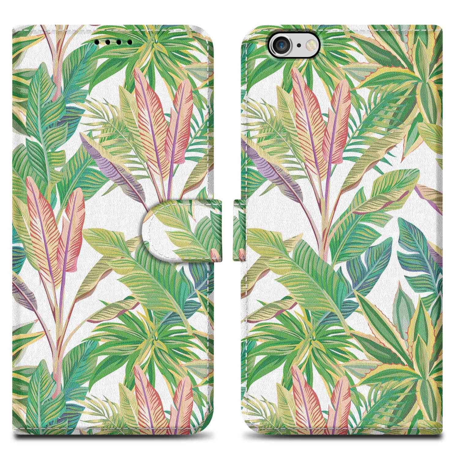 Cadorabo Schutzhülle für Apple iPhone 6 / 6S Hülle Design Grüner Regenwald No.8 Handyhülle Schutzhülle Etui Magnetisch