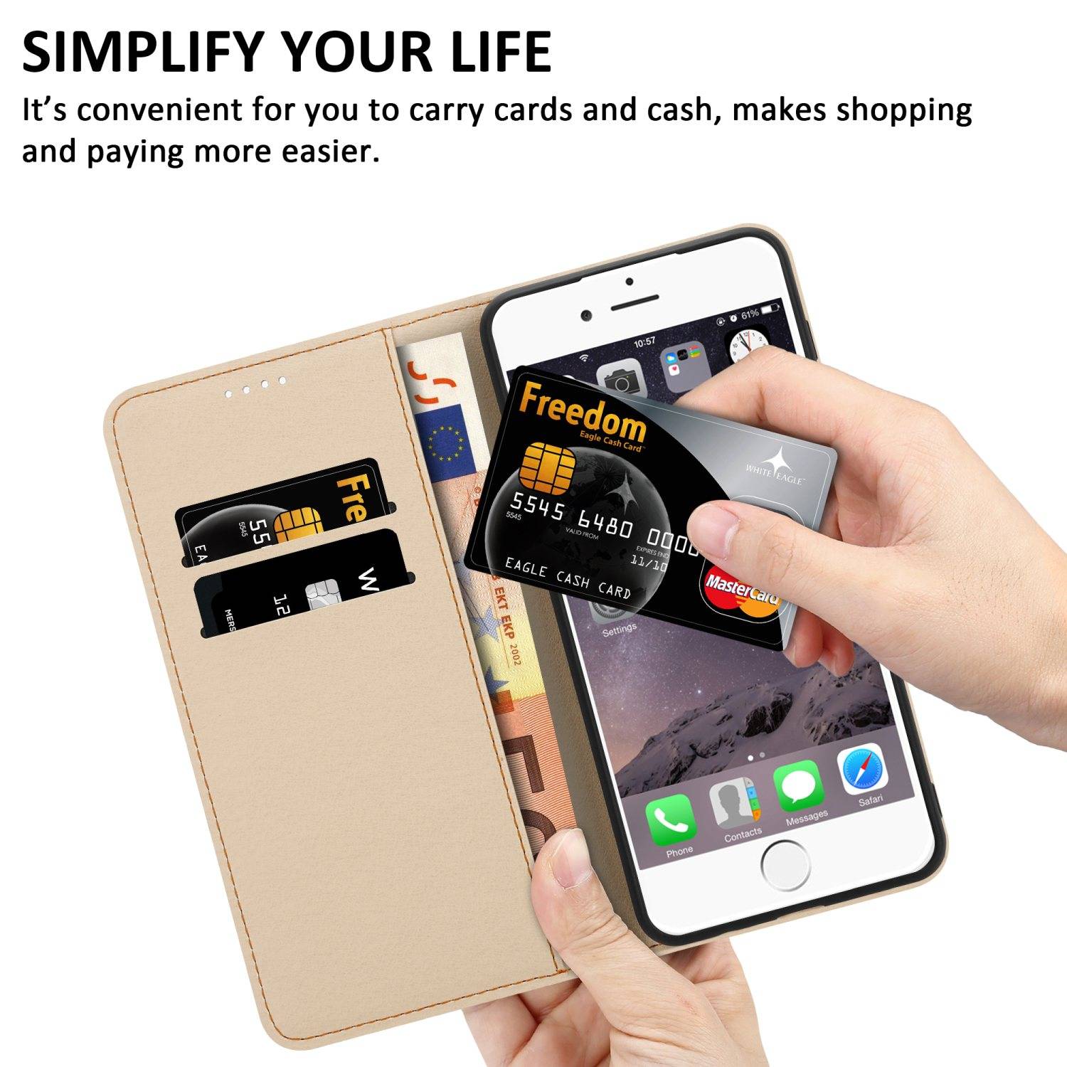 Cadorabo Schutzhülle für Apple iPhone 6 / 6S Hülle Design Schwarz Handyhülle Schutzhülle Etui Magnetisch Case Cover