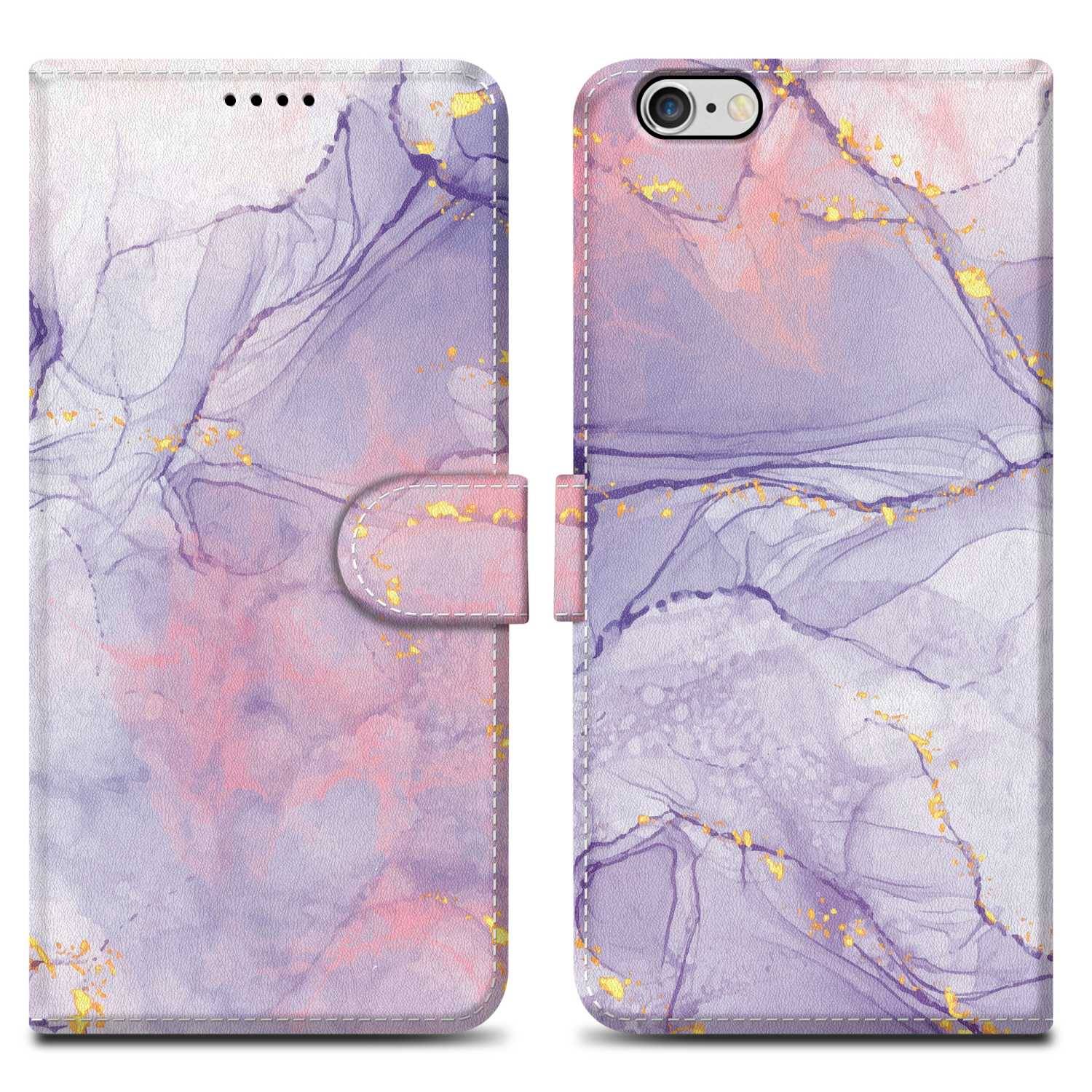 Cadorabo Schutzhülle für Apple iPhone 6 PLUS / 6S PLUS Hülle Design Lila Handyhülle Schutzhülle Etui Magnetisch Case