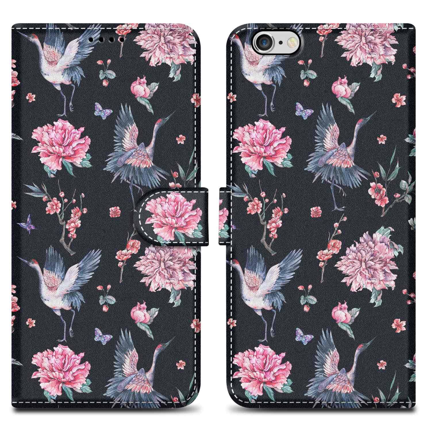 Cadorabo Schutzhülle für Apple iPhone 6 PLUS / 6S PLUS Hülle Design Schwarz Handyhülle Schutzhülle Etui Magnetisch Case