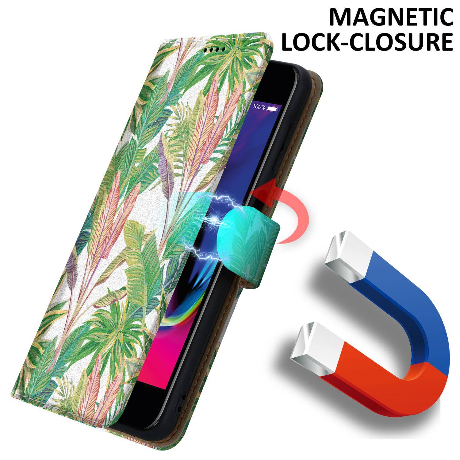 Cadorabo Schutzhülle für Apple iPhone 7 / 7S / 8 / SE 2020 Hülle Design Grüner Regenwald No.8 Handyhülle Schutzhülle