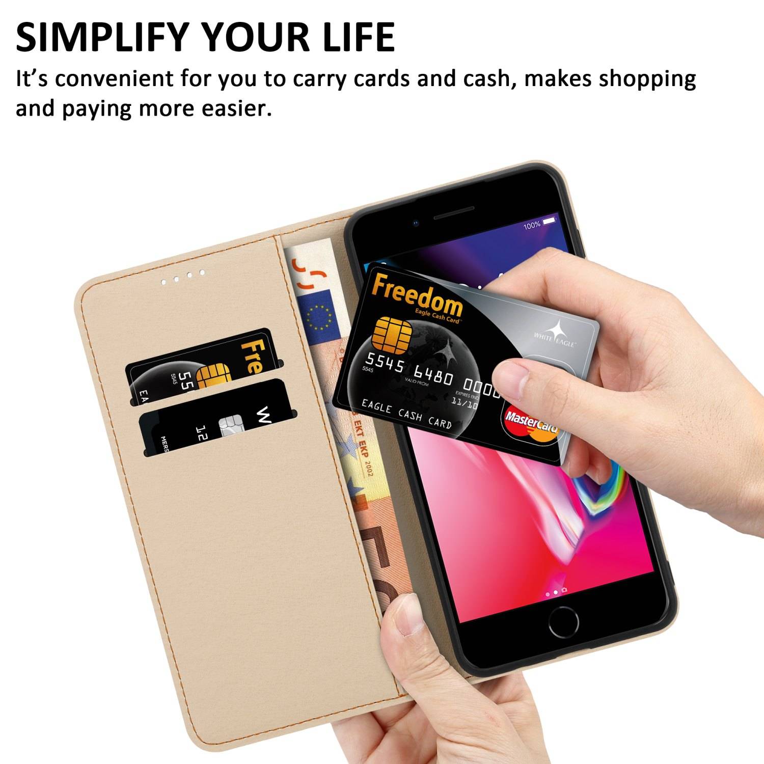 Cadorabo Schutzhülle für Apple iPhone 7 PLUS / 7S PLUS / 8 PLUS Hülle Design Blau Handyhülle Schutzhülle Etui Magnetisch