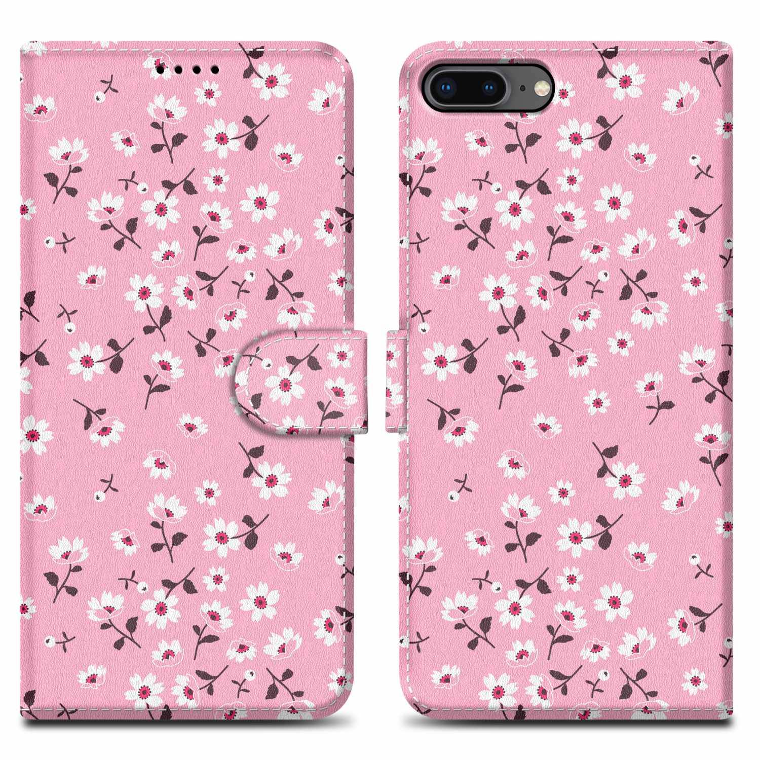Cadorabo Schutzhülle für Apple iPhone 7 PLUS / 7S PLUS / 8 PLUS Hülle Design Rosa Handyhülle Schutzhülle Etui Magnetisch