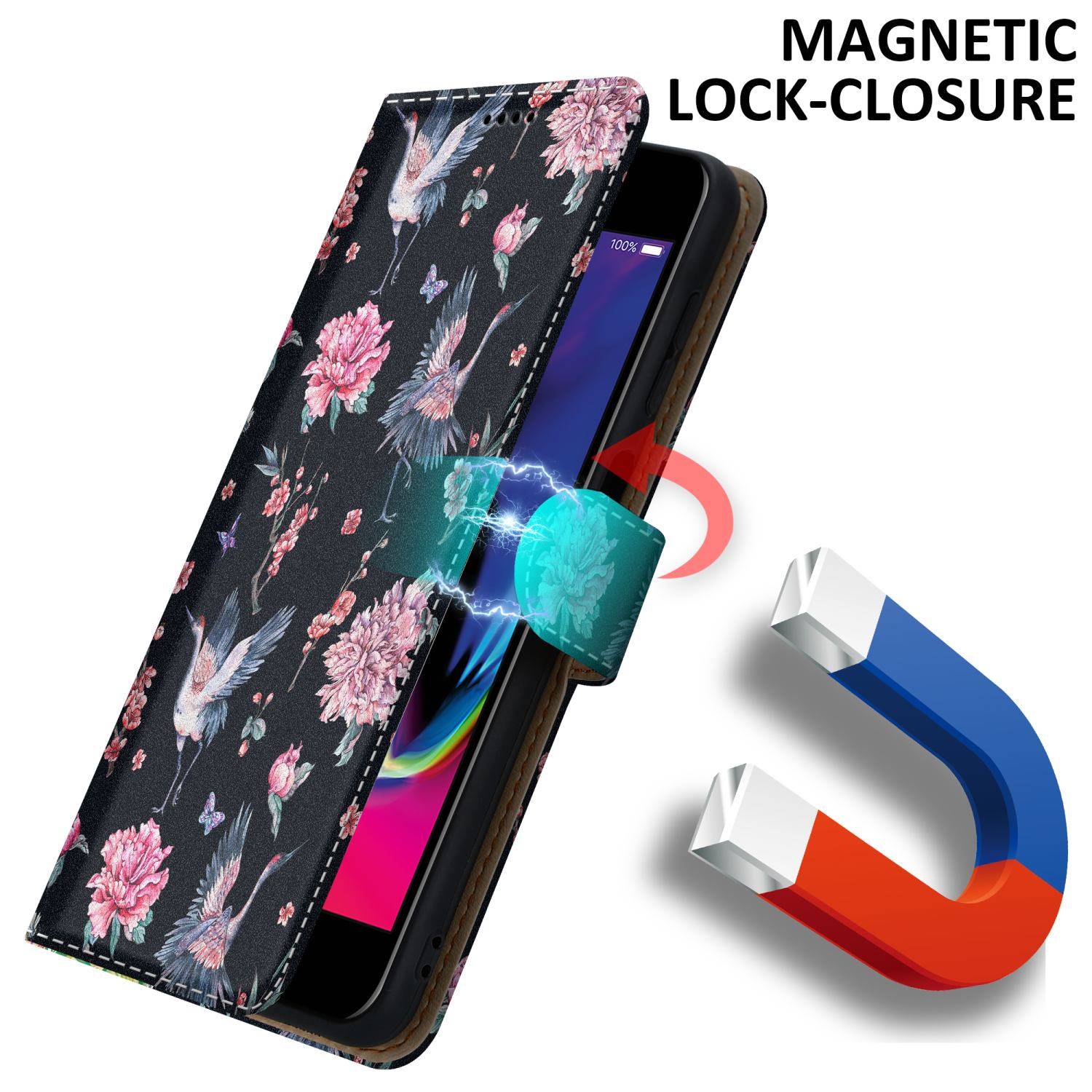 Cadorabo Schutzhülle für Apple iPhone 7 PLUS / 7S PLUS / 8 PLUS Hülle Design Schwarz Handyhülle Schutzhülle Etui