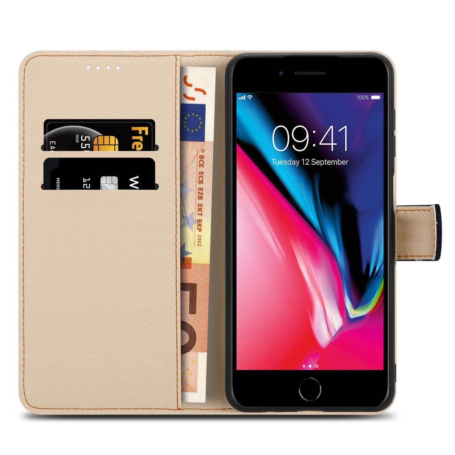 Cadorabo Schutzhülle für Apple iPhone 7 PLUS / 7S PLUS / 8 PLUS Hülle Design Schwarz Handyhülle Schutzhülle Etui