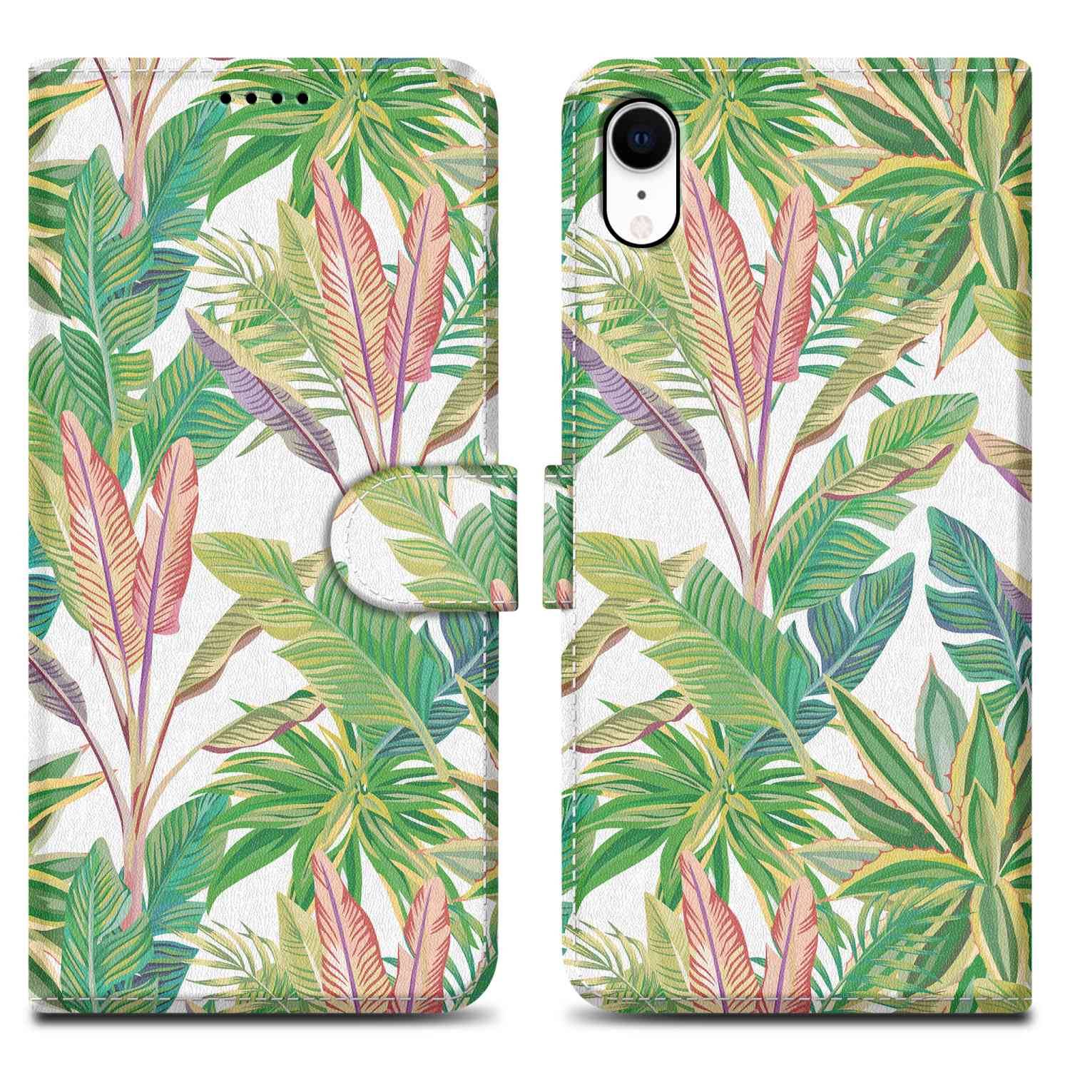 Cadorabo Schutzhülle für Apple iPhone XR Hülle Design Grüner Regenwald No.8 Handyhülle Schutzhülle Etui Magnetisch Case
