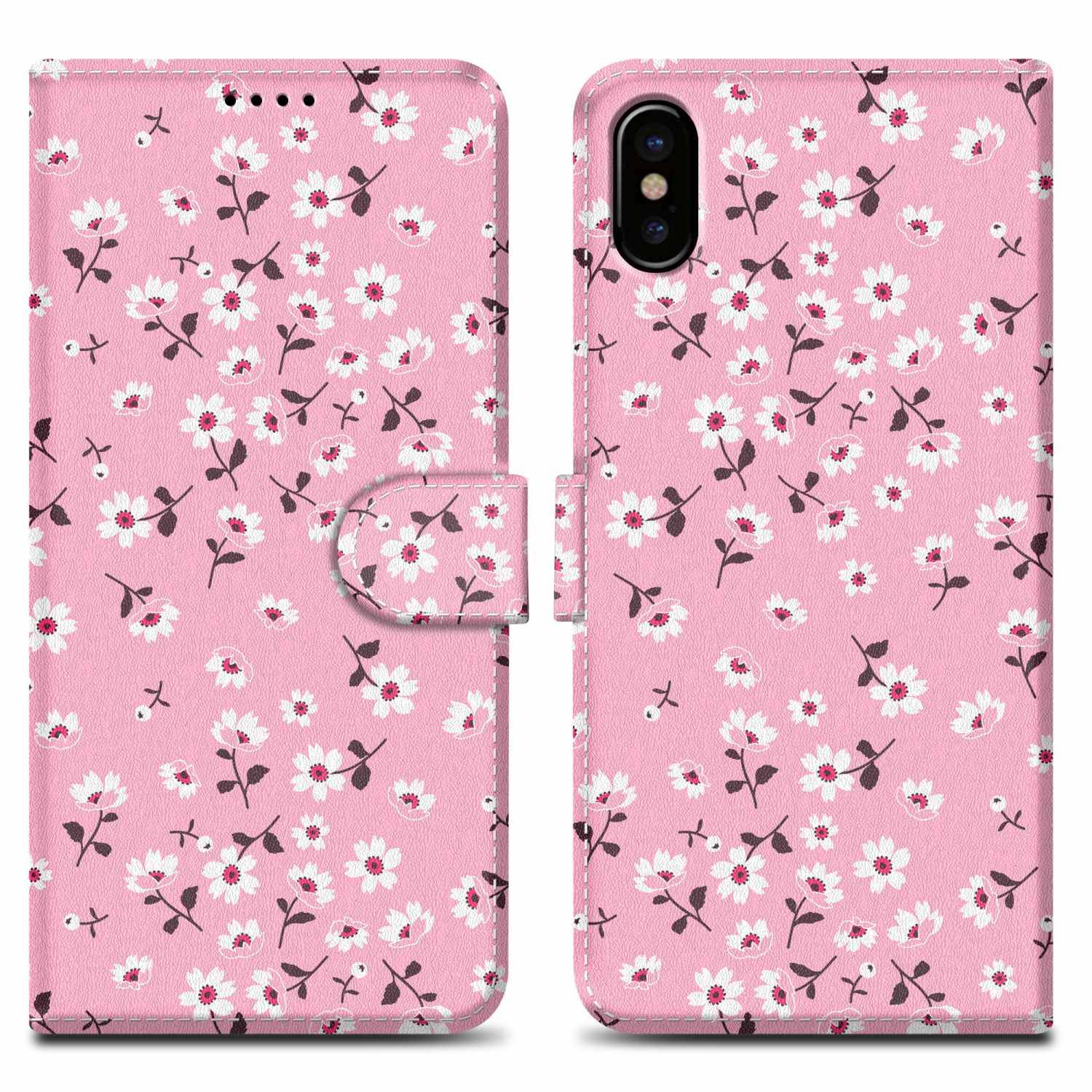 Cadorabo Schutzhülle für Apple iPhone X / XS Hülle Design Rosa Handyhülle Schutzhülle Etui Magnetisch Case Cover