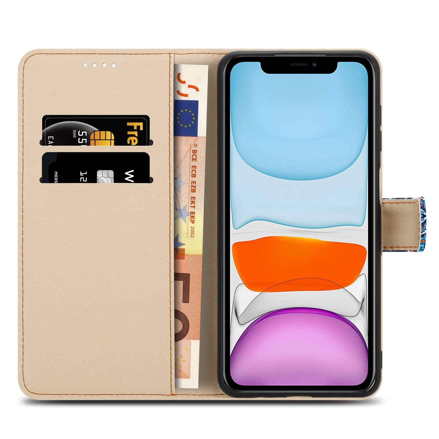 Cadorabo Schutzhülle für Apple iPhone 11 Hülle Design Blau Handyhülle Schutzhülle Etui Magnetisch Case Cover