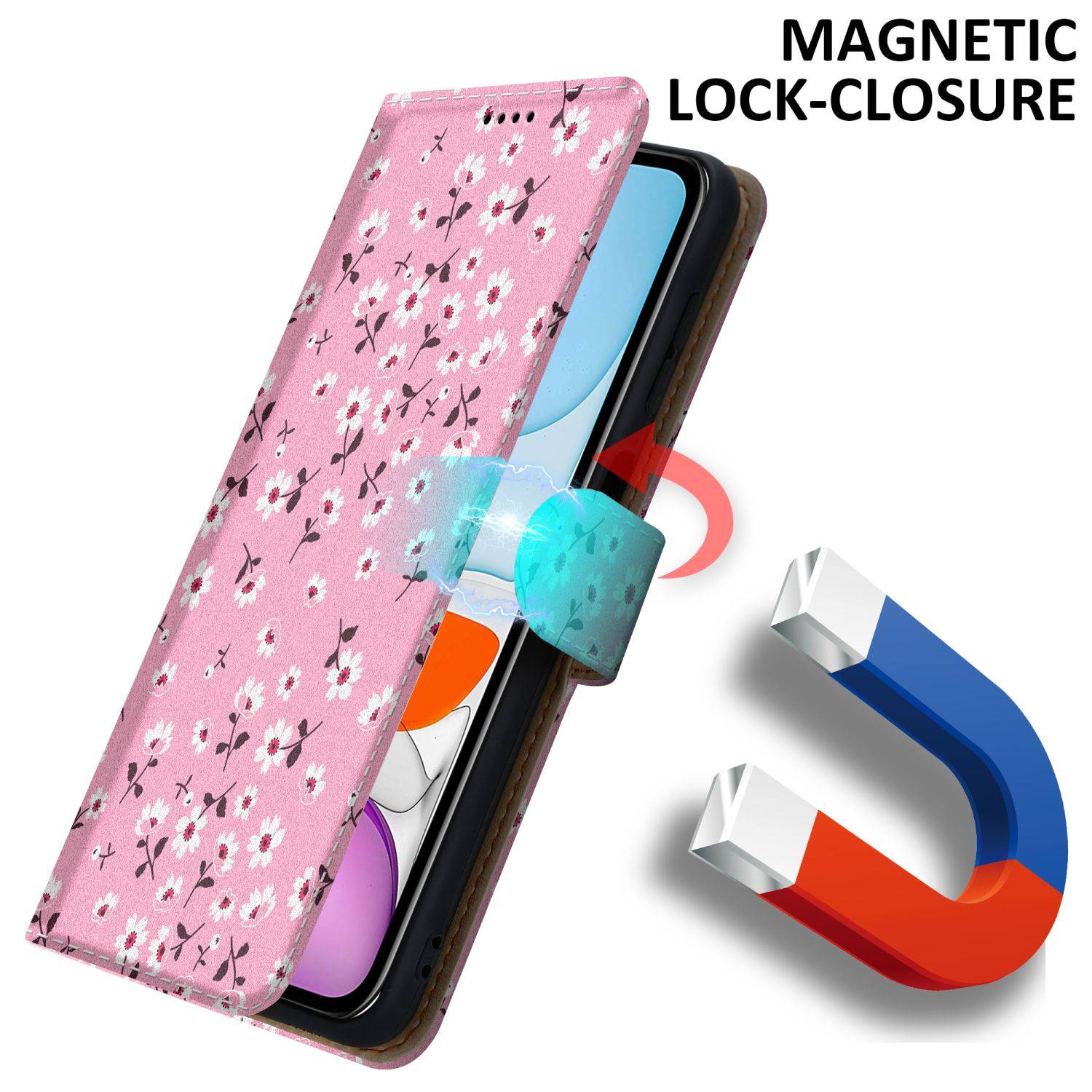 Cadorabo Schutzhülle für Apple iPhone 11 Hülle Design Rosa Handyhülle Schutzhülle Etui Magnetisch Case Cover