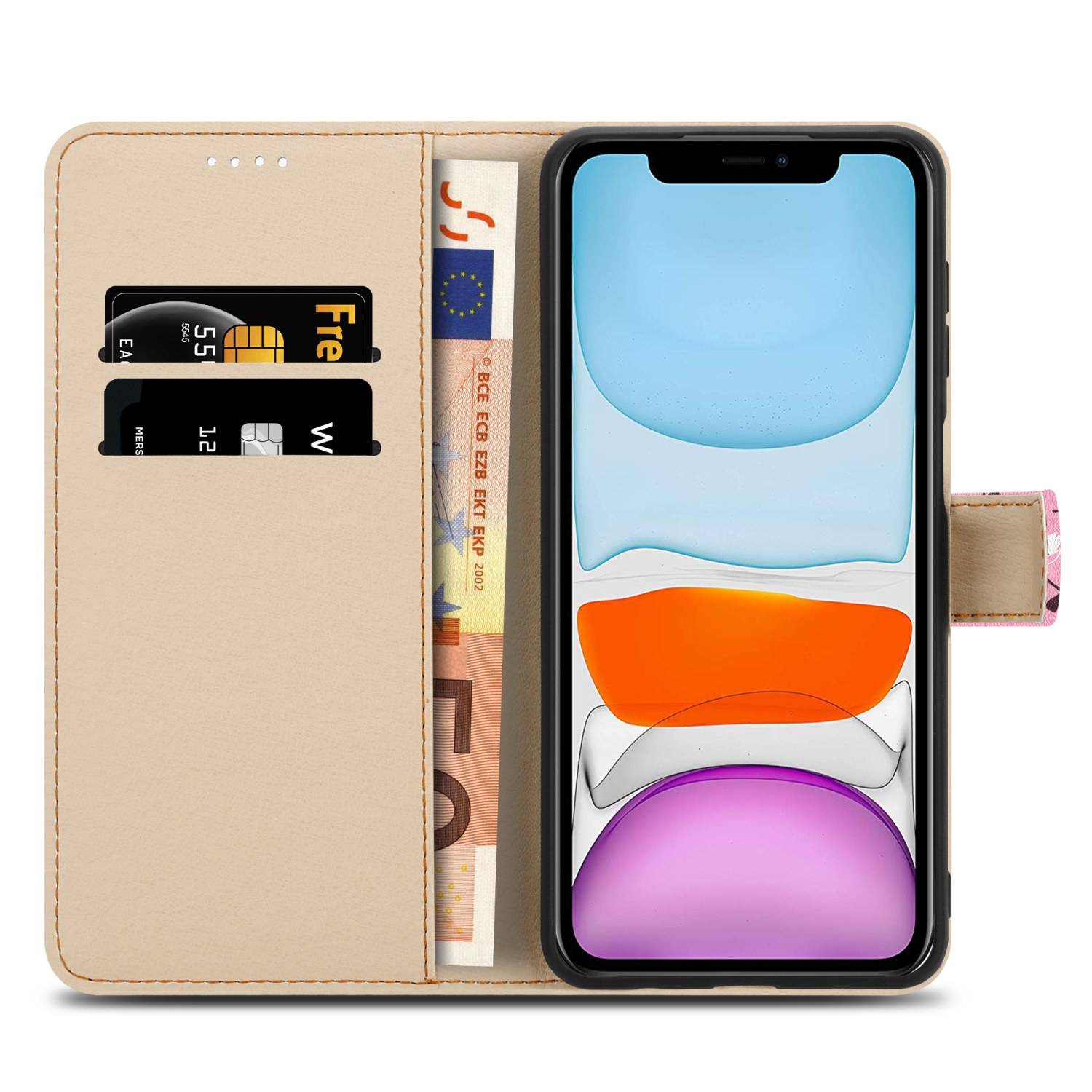 Cadorabo Schutzhülle für Apple iPhone 11 Hülle Design Rosa Handyhülle Schutzhülle Etui Magnetisch Case Cover