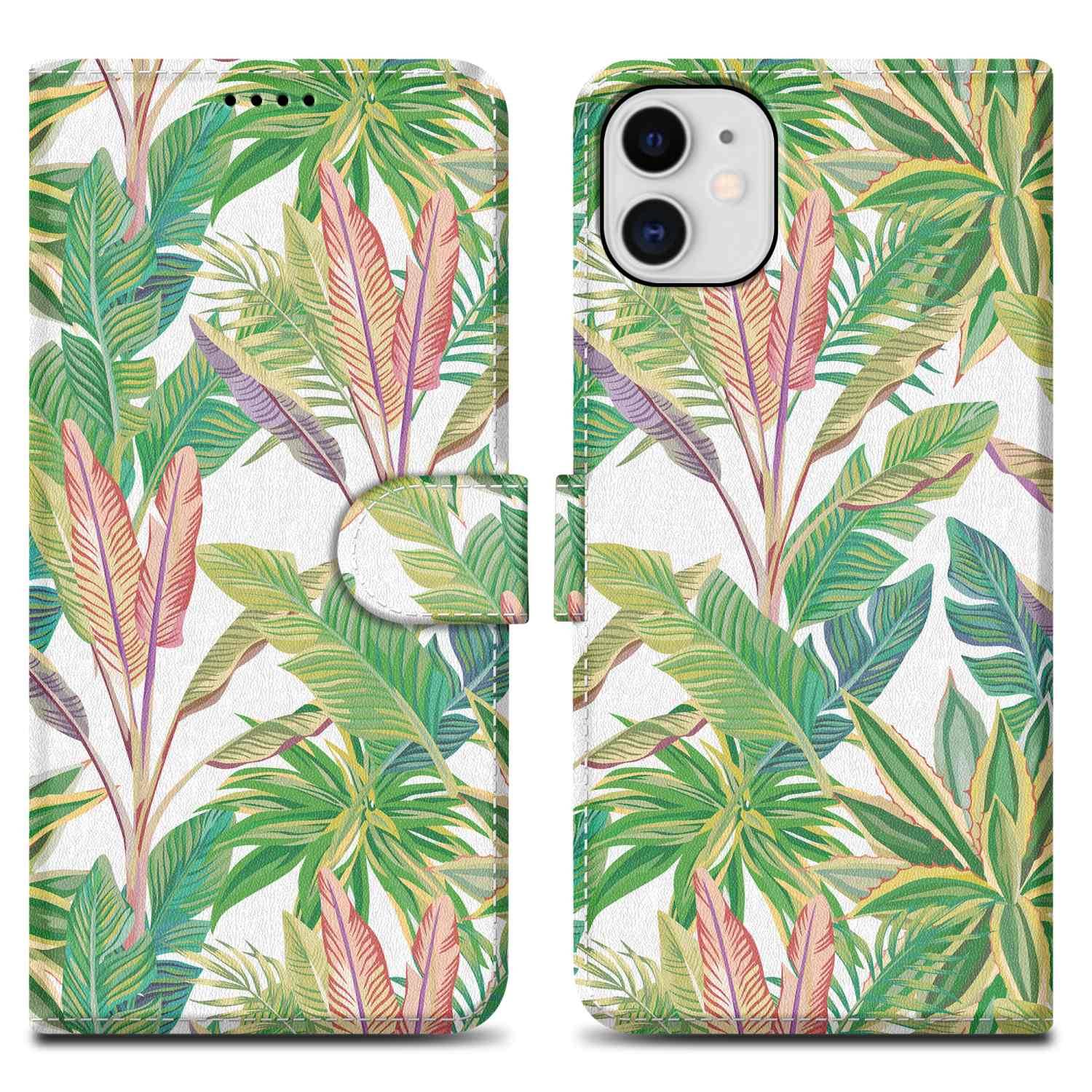 Cadorabo Schutzhülle für Apple iPhone 11 Hülle Design Grüner Regenwald No.8 Handyhülle Schutzhülle Etui Magnetisch Case