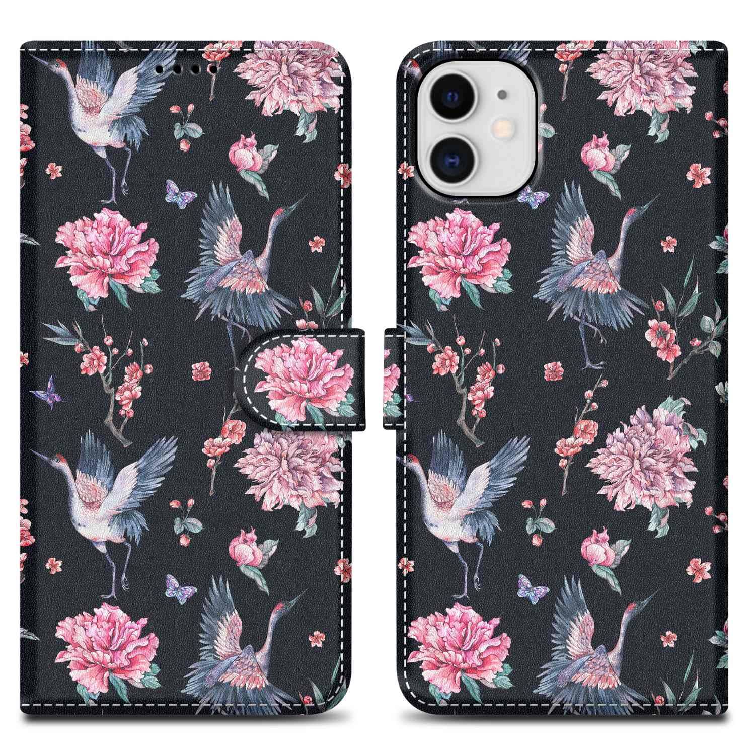 Cadorabo Schutzhülle für Apple iPhone 11 Hülle Design Schwarz Handyhülle Schutzhülle Etui Magnetisch Case Cover