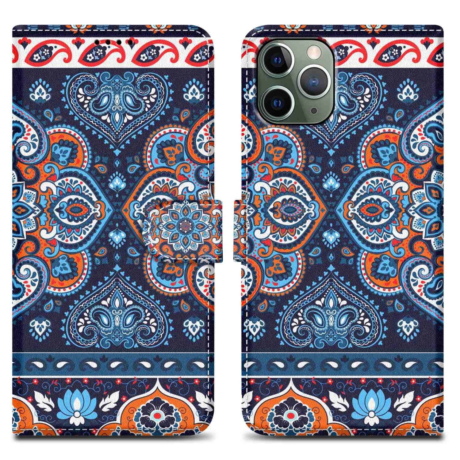 Cadorabo Schutzhülle für Apple iPhone 11 PRO MAX Hülle Design Blau Handyhülle Schutzhülle Etui Magnetisch Case Cover