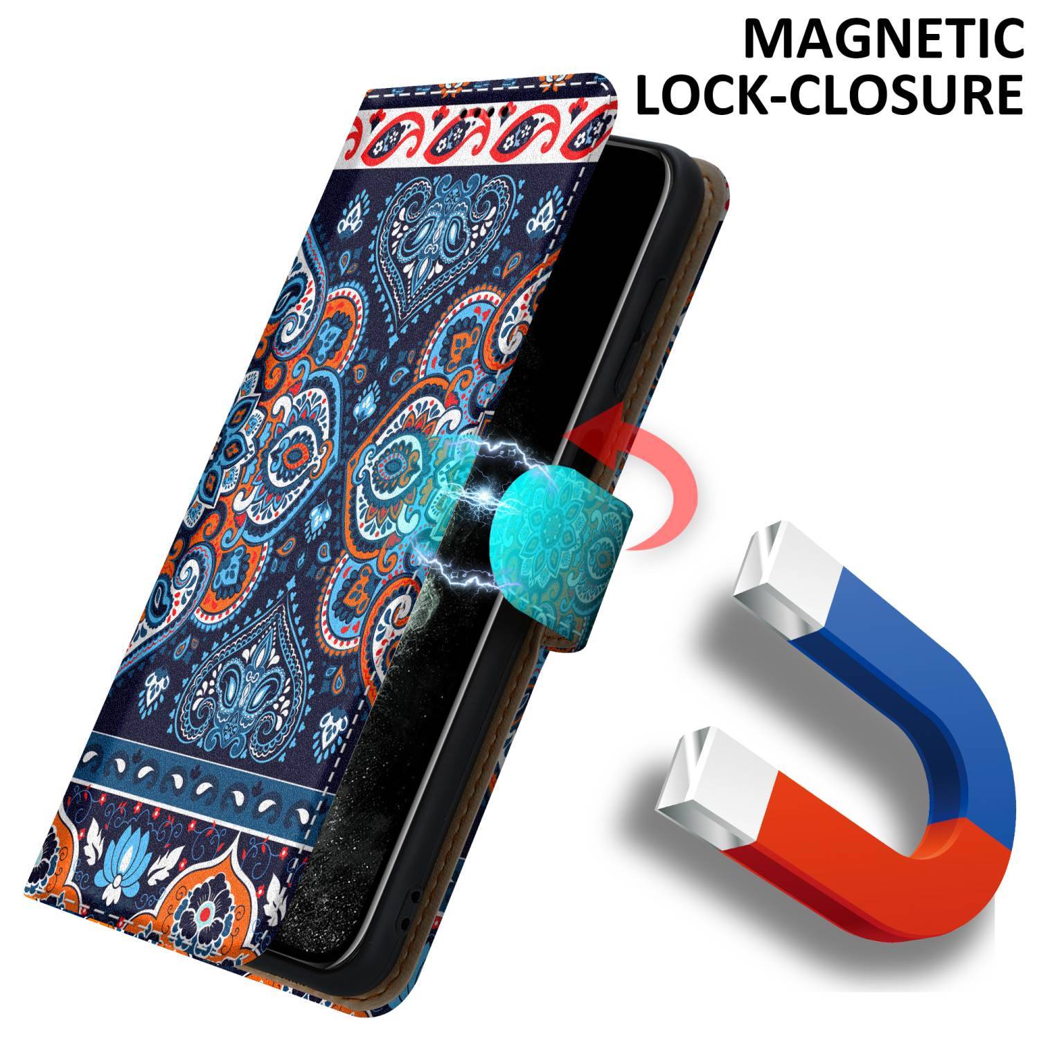 Cadorabo Schutzhülle für Apple iPhone 11 PRO MAX Hülle Design Blau Handyhülle Schutzhülle Etui Magnetisch Case Cover