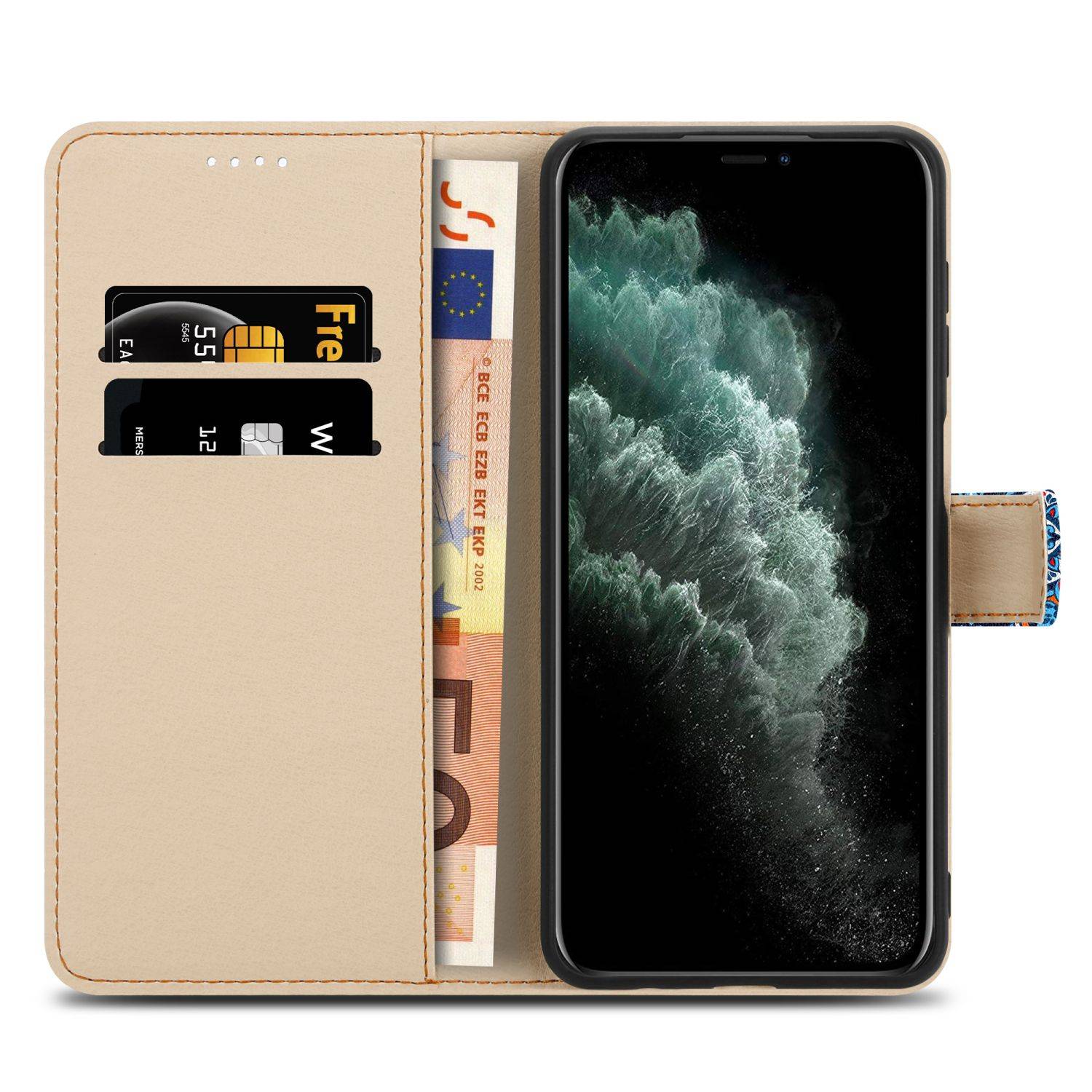 Cadorabo Schutzhülle für Apple iPhone 11 PRO MAX Hülle Design Blau Handyhülle Schutzhülle Etui Magnetisch Case Cover