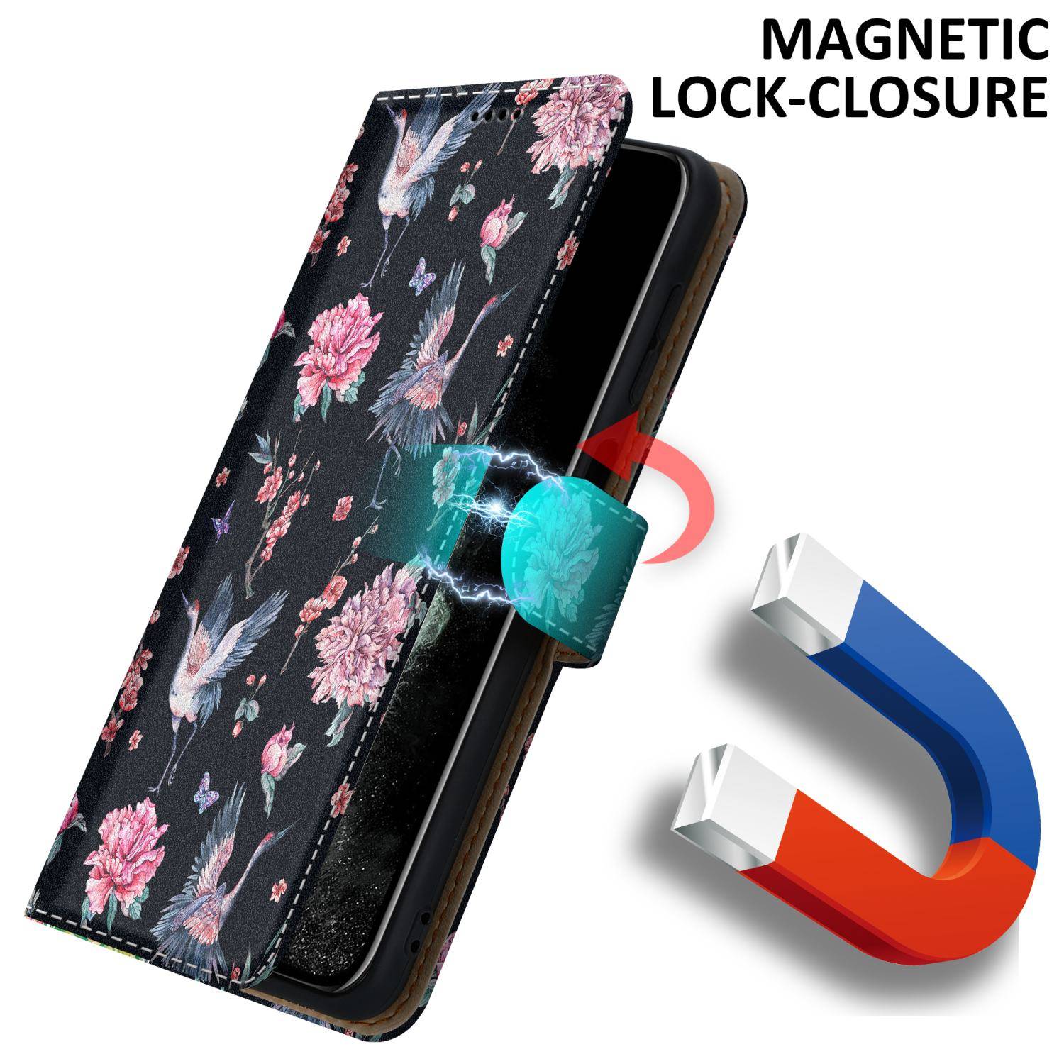 Cadorabo Schutzhülle für Apple iPhone 11 PRO MAX Hülle Design Schwarz Handyhülle Schutzhülle Etui Magnetisch Case Cover