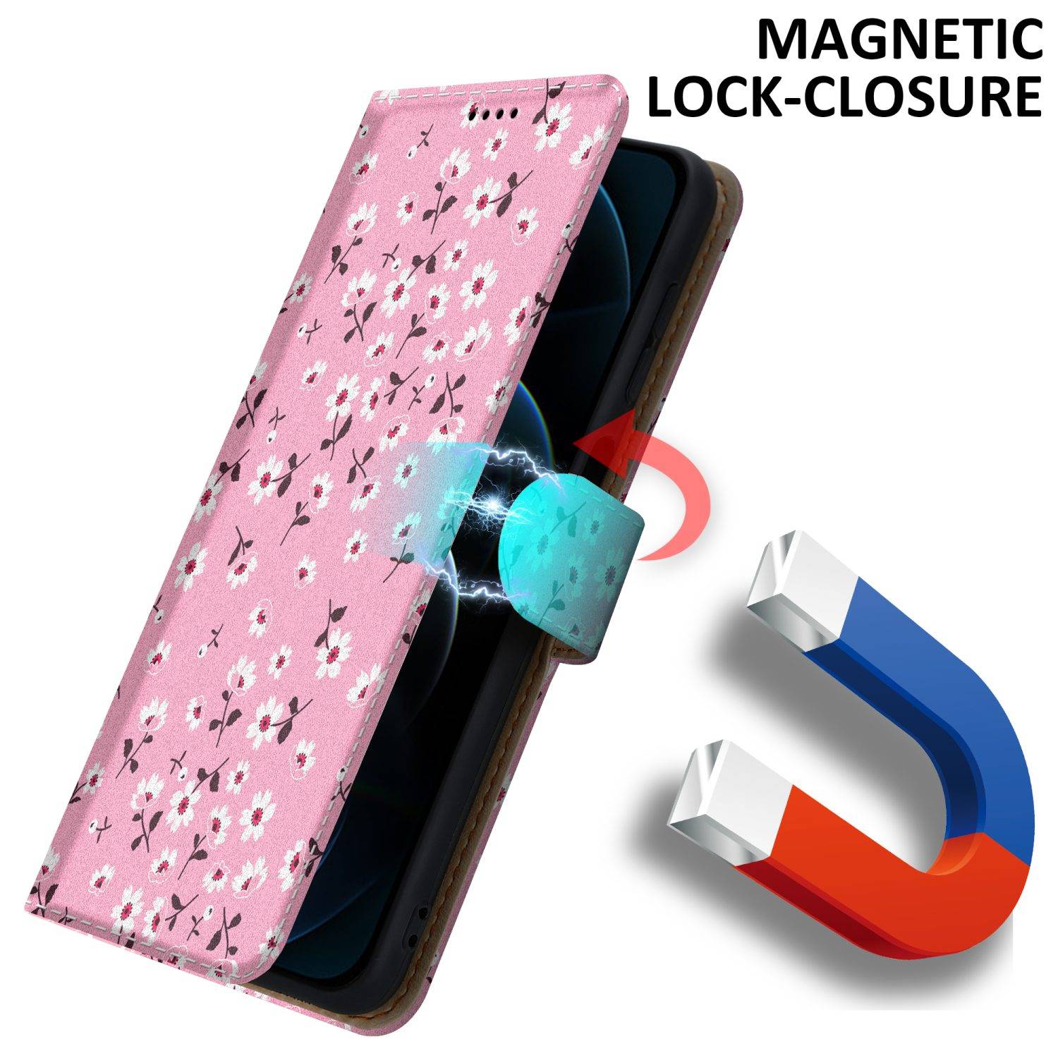 Cadorabo Schutzhülle für Apple iPhone 12 PRO MAX Hülle Design Rosa Handyhülle Schutzhülle Etui Magnetisch Case Cover
