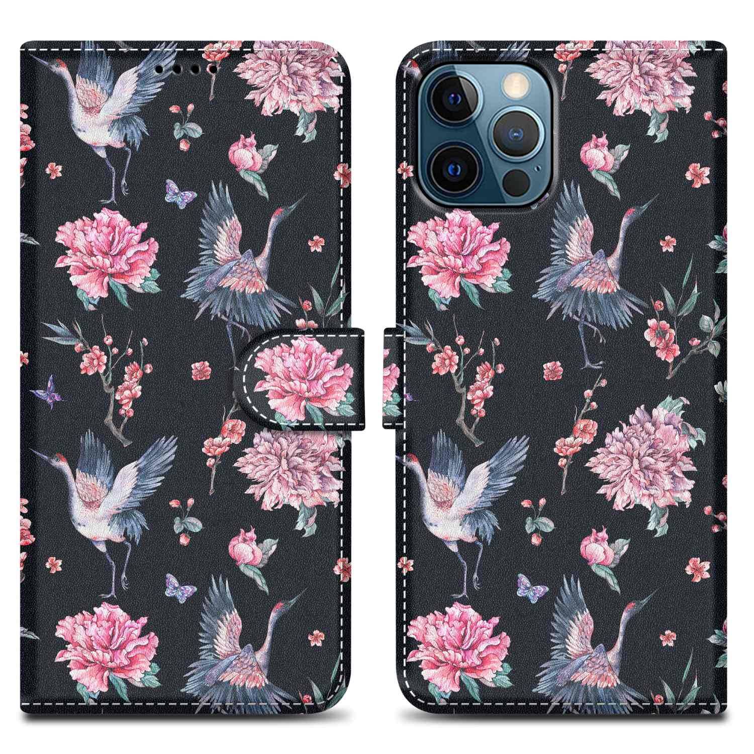 Cadorabo Schutzhülle für Apple iPhone 13 PRO Hülle Design Schwarz Handyhülle Schutzhülle Etui Magnetisch Case Cover