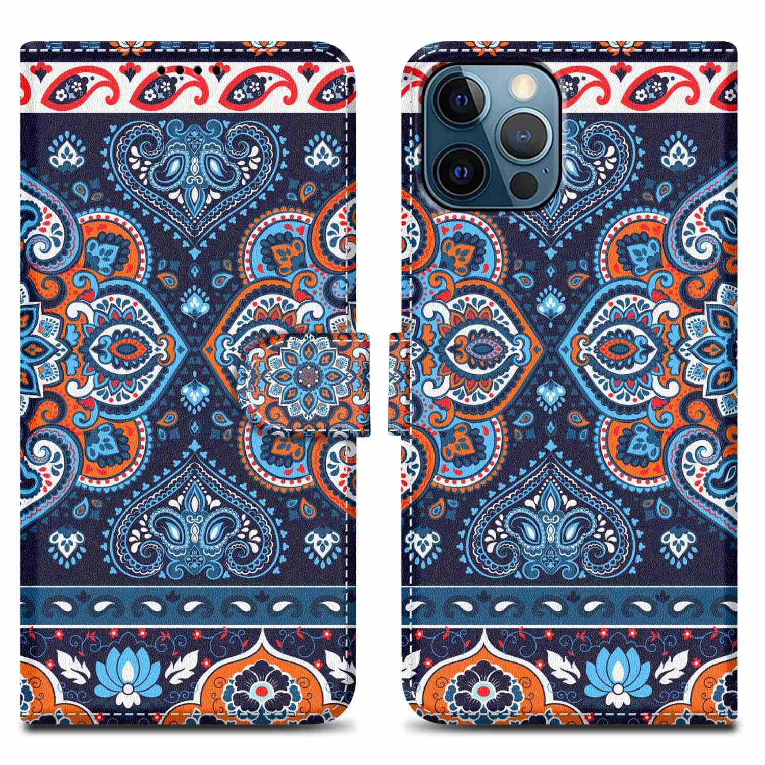 Cadorabo Schutzhülle für Apple iPhone 13 PRO MAX Hülle Design Blau Handyhülle Schutzhülle Etui Magnetisch Case Cover
