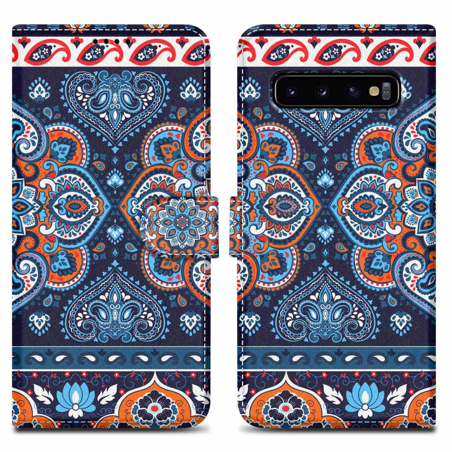 Cadorabo Schutzhülle für Samsung Galaxy S10 4G Hülle Design Blau Handyhülle Schutzhülle Etui Magnetisch Case Cover