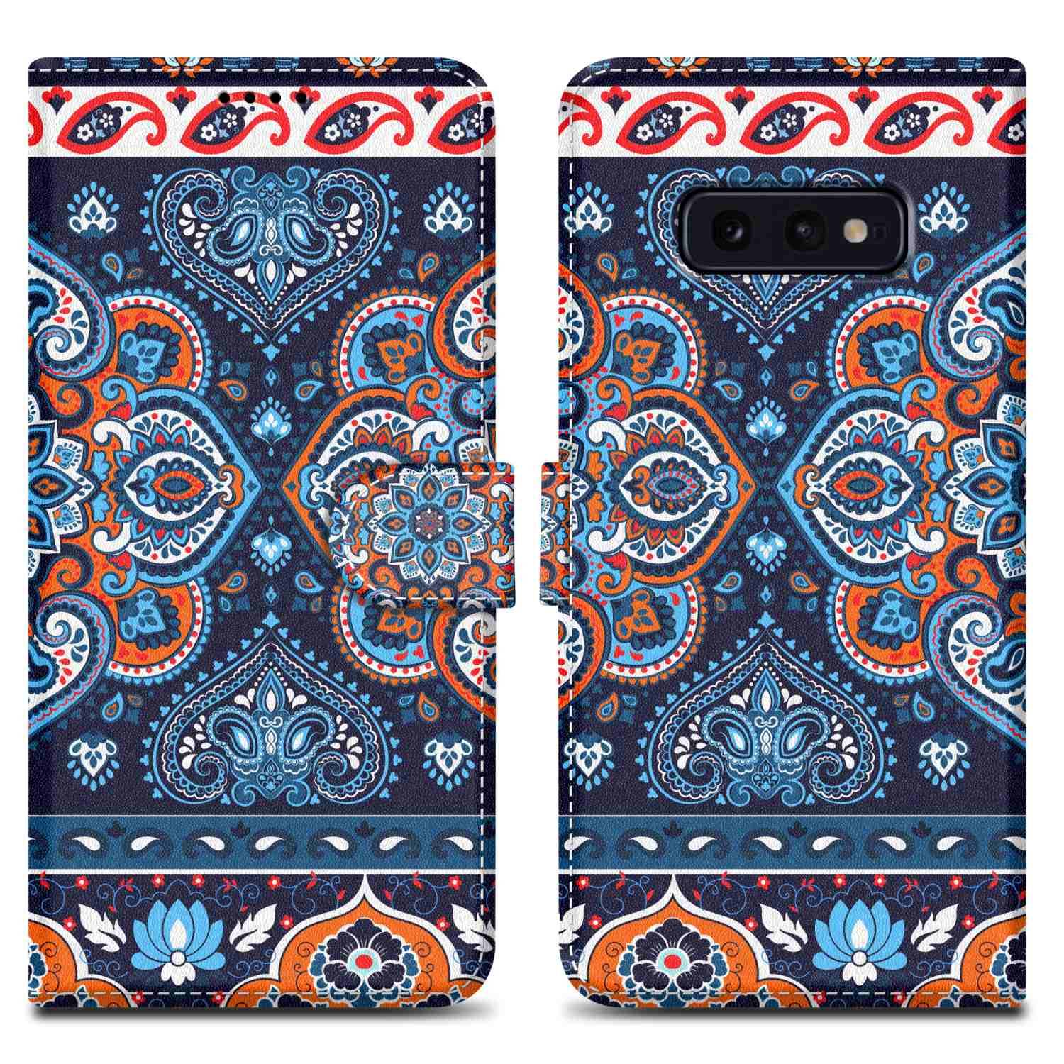 Cadorabo Schutzhülle für Samsung Galaxy S10e Hülle Design Blau Handyhülle Schutzhülle Etui Magnetisch Case Cover