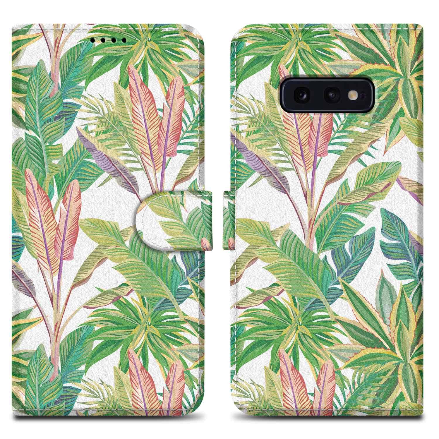 Cadorabo Schutzhülle für Samsung Galaxy S10e Hülle Design Grüner Regenwald No.8 Handyhülle Schutzhülle Etui Magnetisch