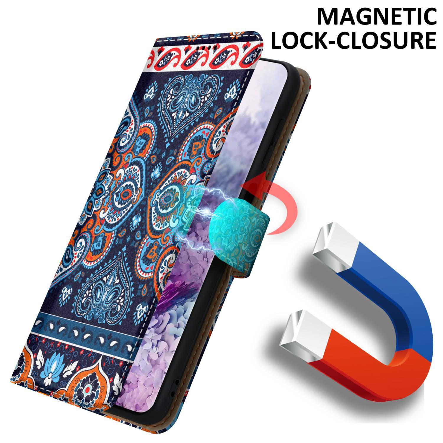 Cadorabo Schutzhülle für Samsung Galaxy S20 Hülle Design Blau Handyhülle Schutzhülle Etui Magnetisch Case Cover