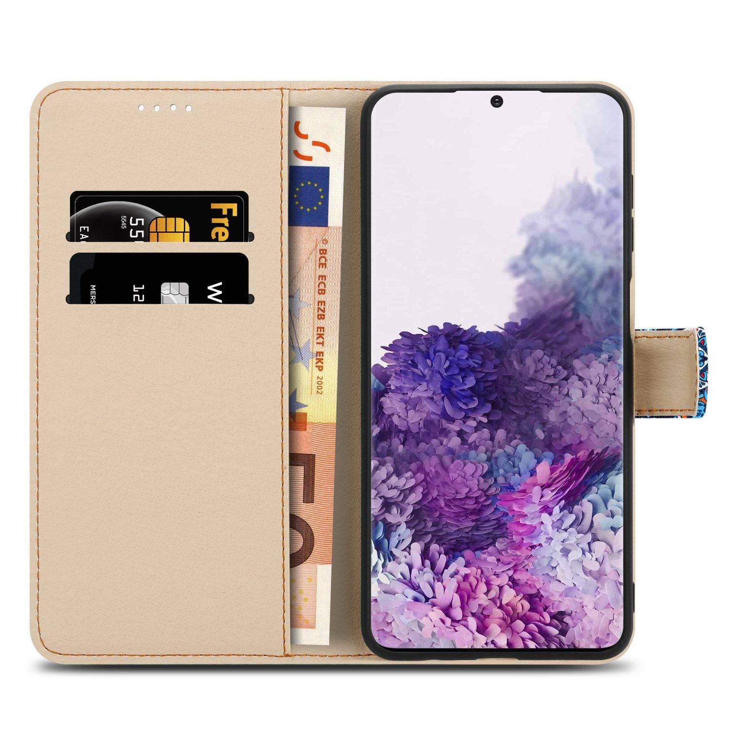 Cadorabo Schutzhülle für Samsung Galaxy S20 Hülle Design Blau Handyhülle Schutzhülle Etui Magnetisch Case Cover