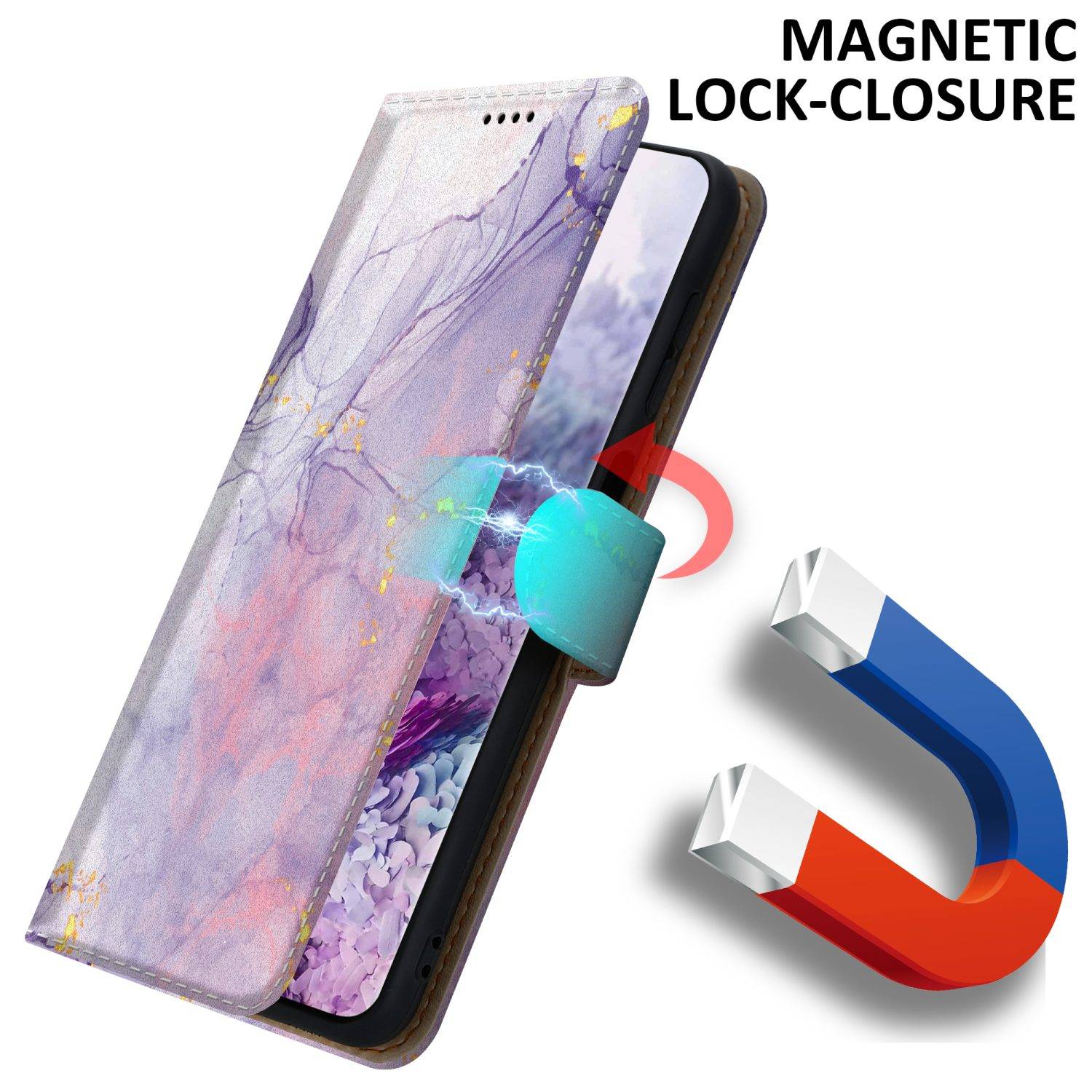 Cadorabo Schutzhülle für Samsung Galaxy S20 Hülle Design Lila Handyhülle Schutzhülle Etui Magnetisch Case Cover