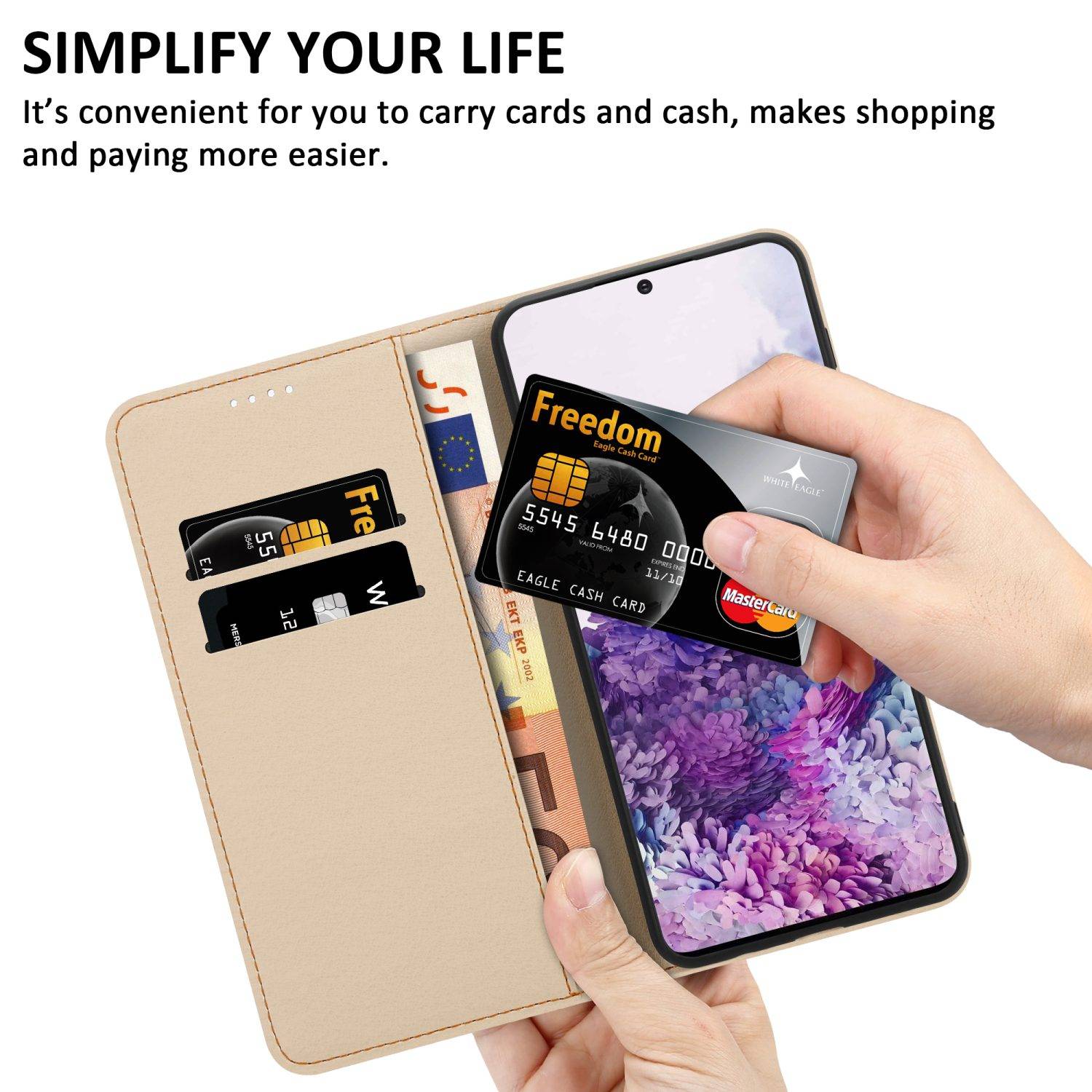 Cadorabo Schutzhülle für Samsung Galaxy S20 Hülle Design Lila Handyhülle Schutzhülle Etui Magnetisch Case Cover