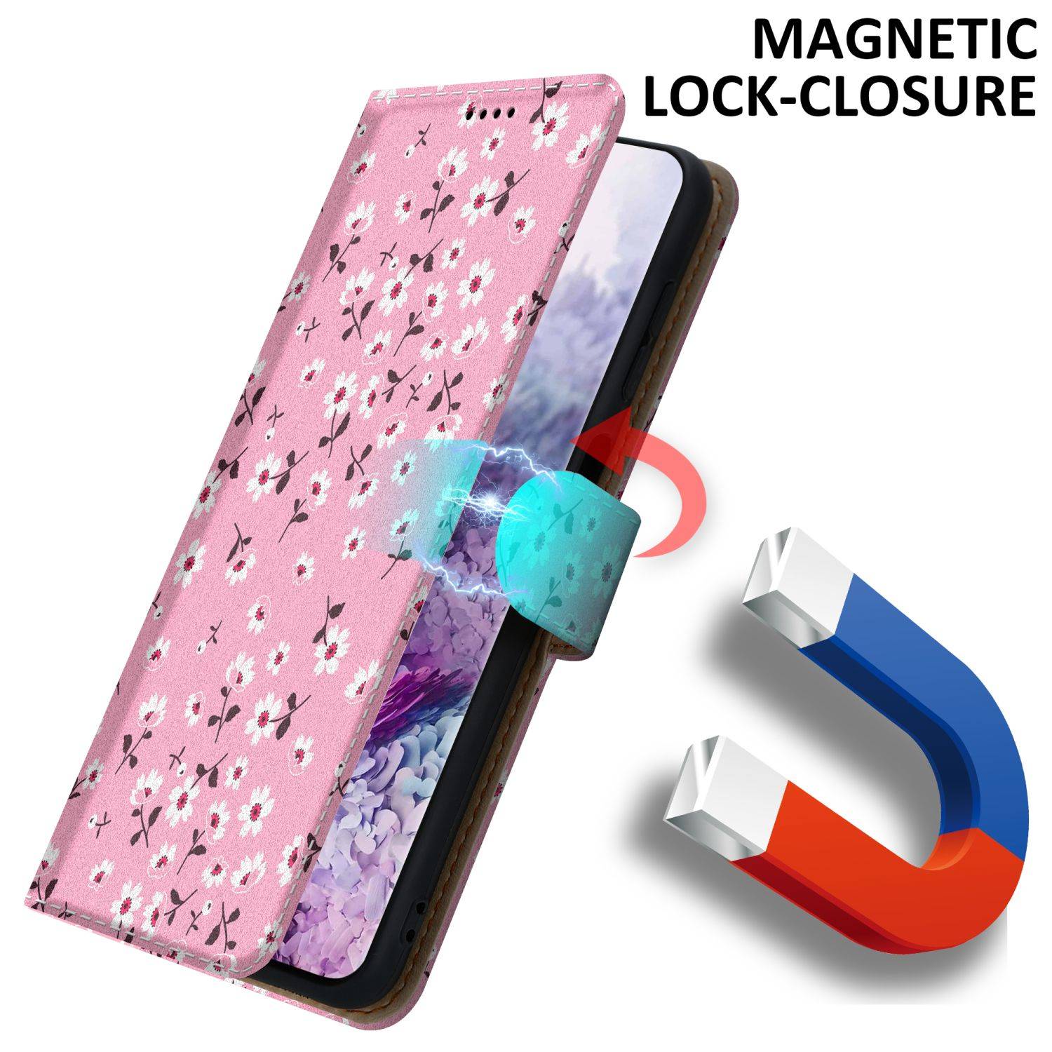 Cadorabo Schutzhülle für Samsung Galaxy S20 PLUS Hülle Design Rosa Handyhülle Schutzhülle Etui Magnetisch Case Cover