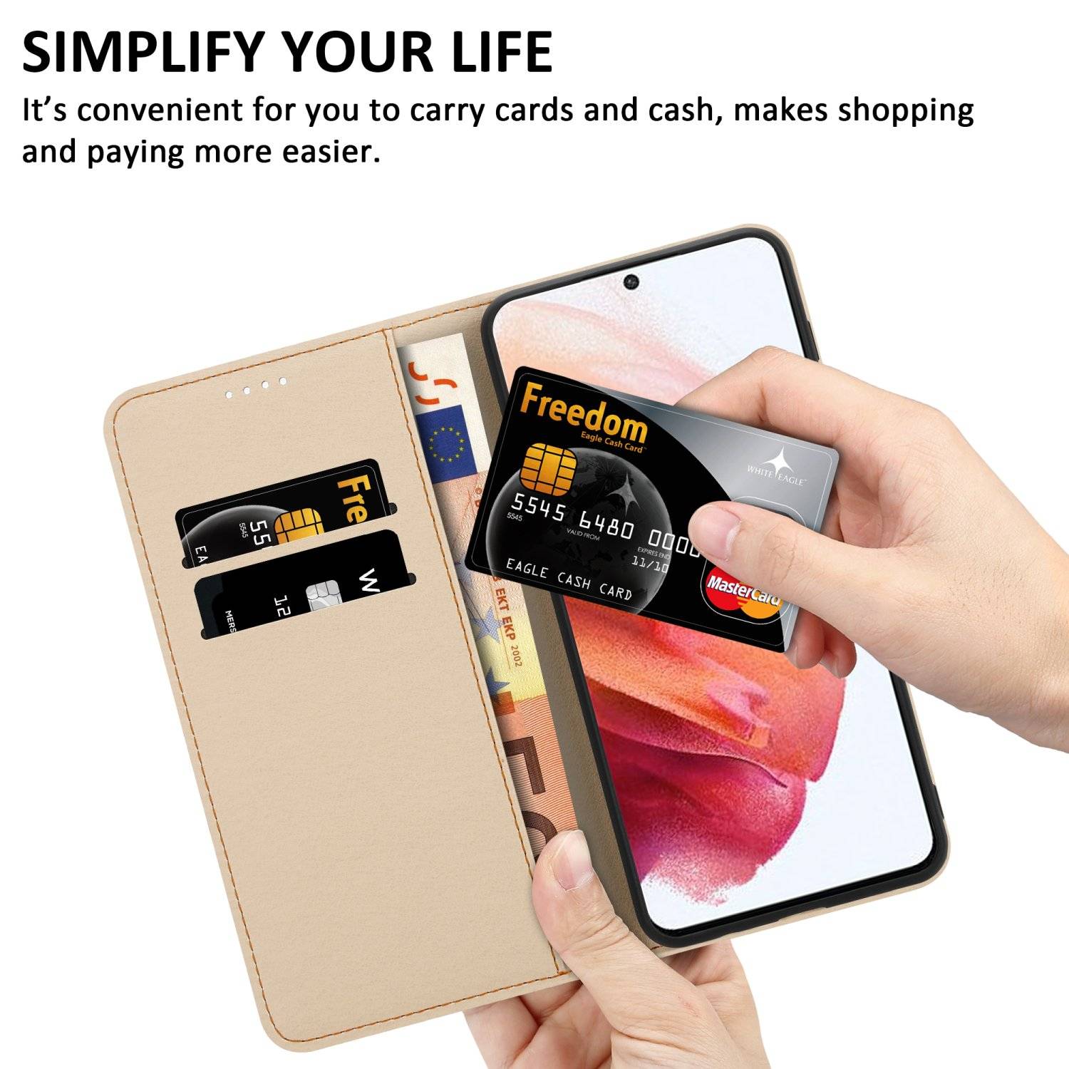 Cadorabo Schutzhülle für Samsung Galaxy S21 PLUS Hülle Design Schwarz Handyhülle Schutzhülle Etui Magnetisch Case Cover