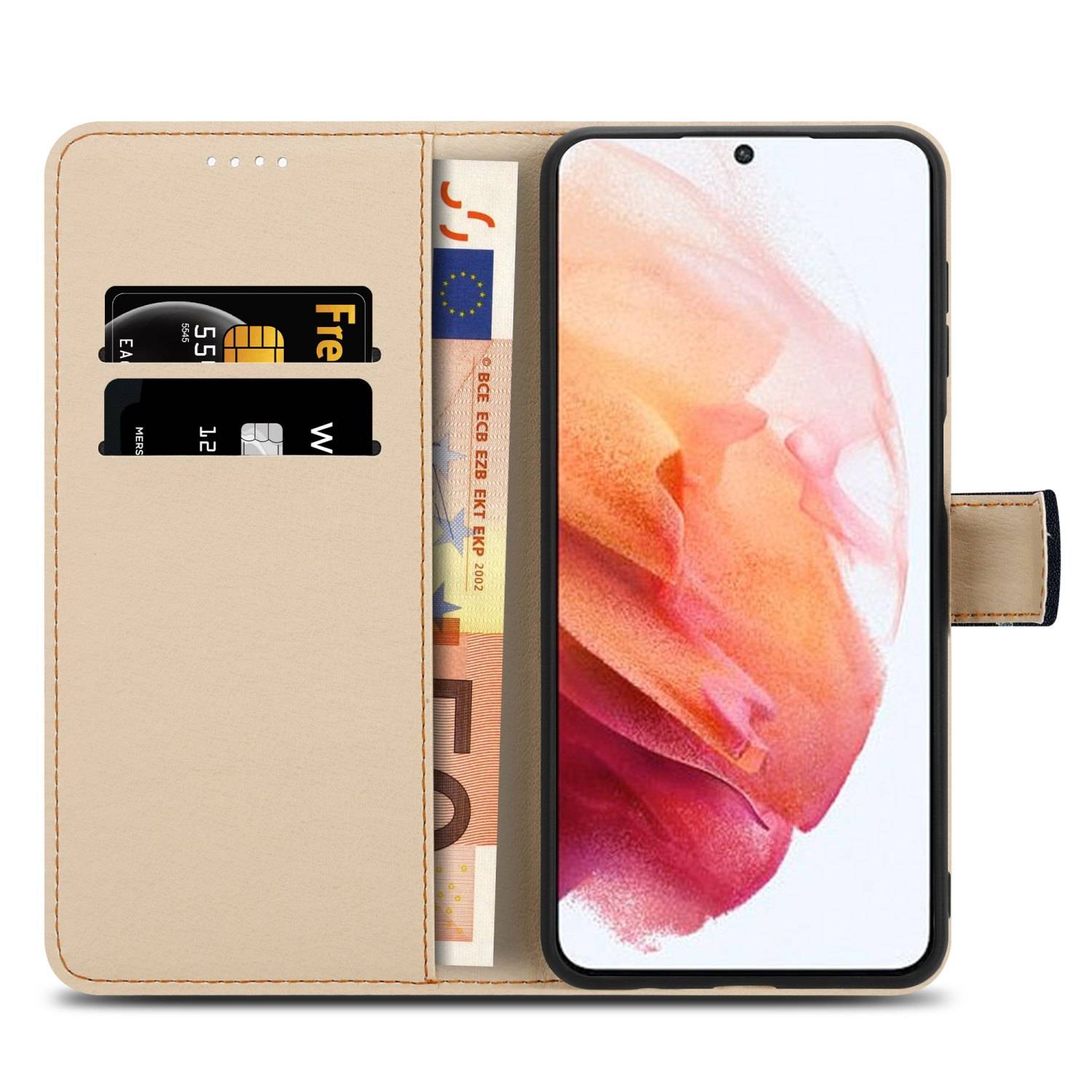 Cadorabo Schutzhülle für Samsung Galaxy S21 PLUS Hülle Design Schwarz Handyhülle Schutzhülle Etui Magnetisch Case Cover