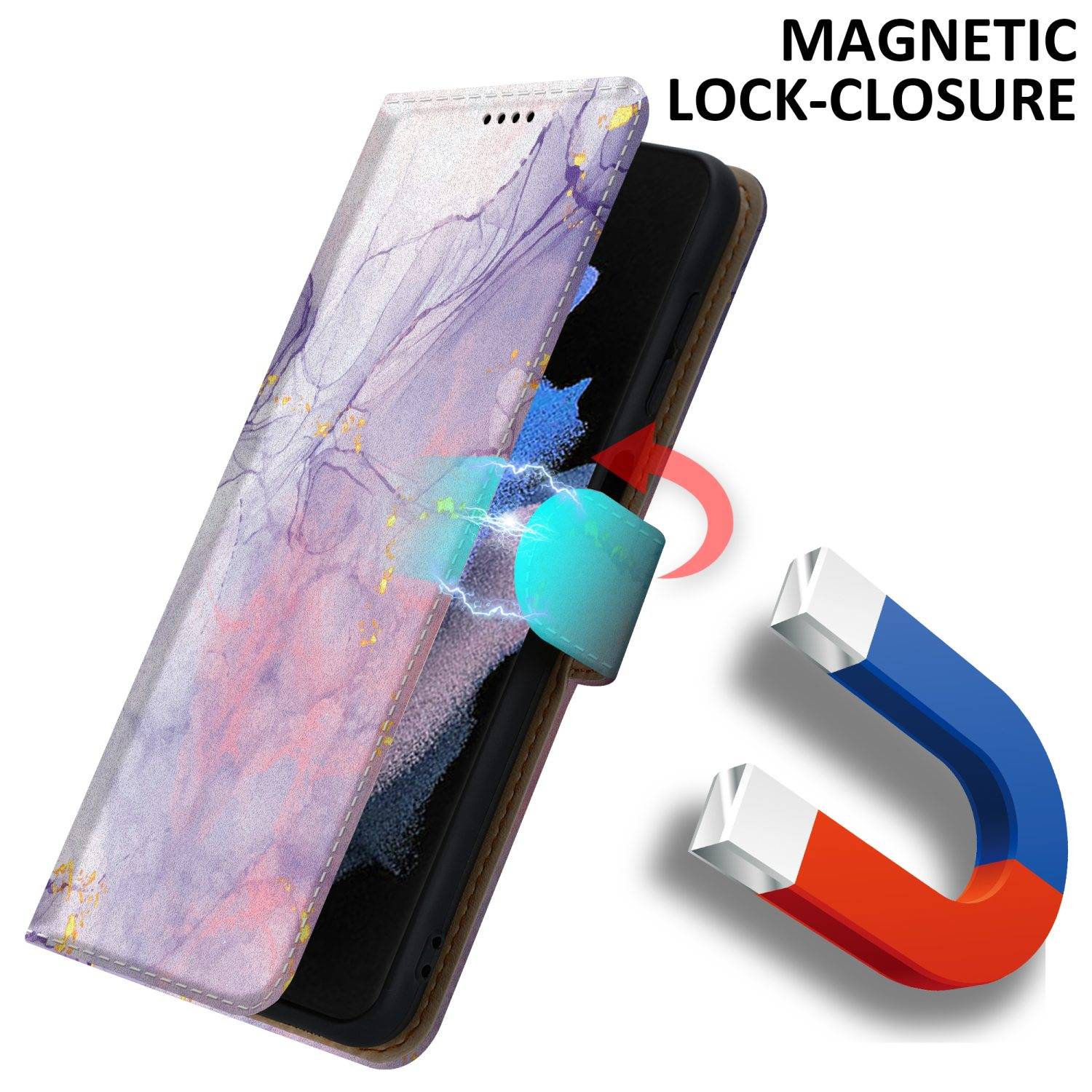 Cadorabo Schutzhülle für Samsung Galaxy S21 ULTRA Hülle Design Lila Handyhülle Schutzhülle Etui Magnetisch Case Cover