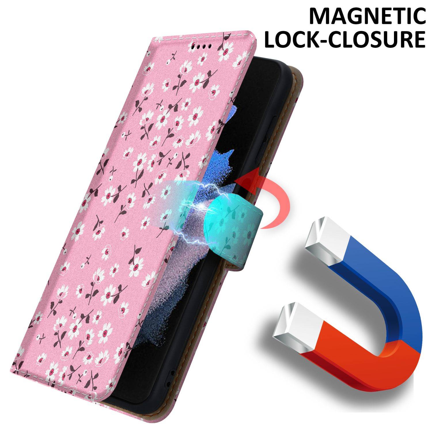 Cadorabo Schutzhülle für Samsung Galaxy S21 ULTRA Hülle Design Rosa Handyhülle Schutzhülle Etui Magnetisch Case Cover