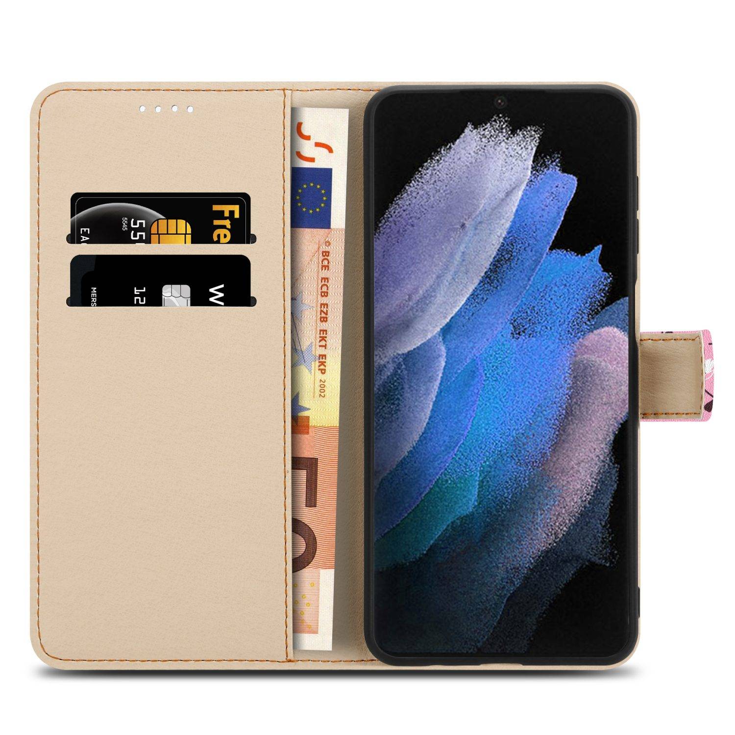 Cadorabo Schutzhülle für Samsung Galaxy S21 ULTRA Hülle Design Rosa Handyhülle Schutzhülle Etui Magnetisch Case Cover