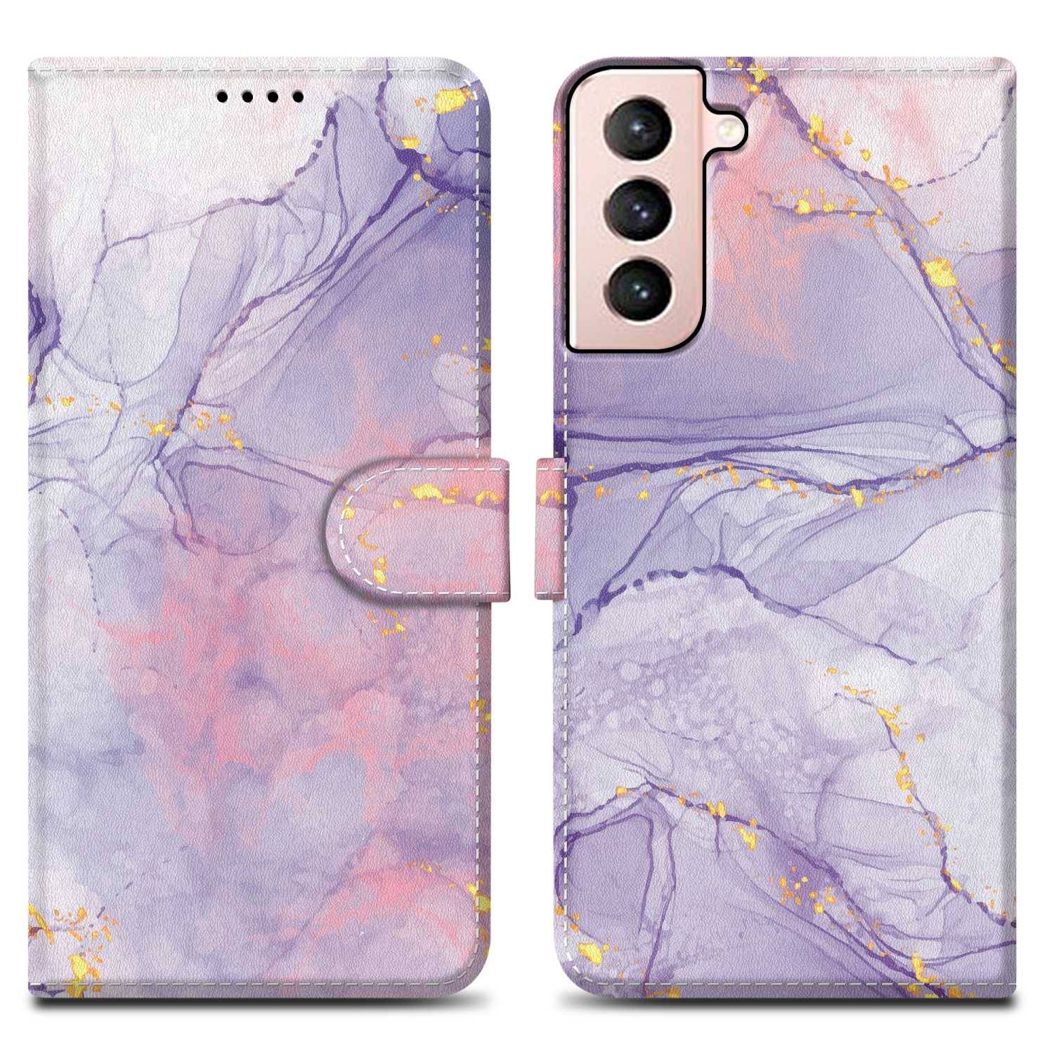 Cadorabo Schutzhülle für Samsung Galaxy S22 PLUS Hülle Design Lila Handyhülle Schutzhülle Etui Magnetisch Case Cover