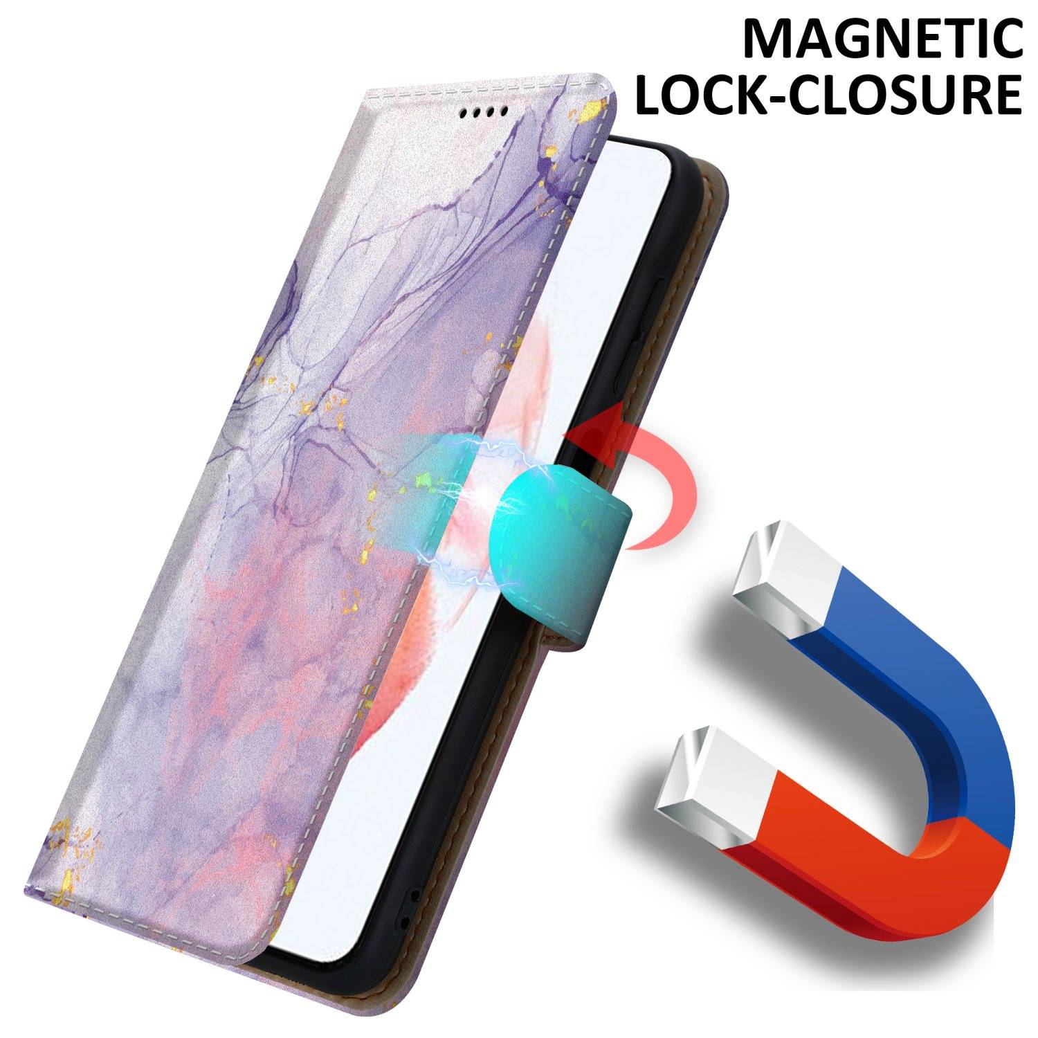 Cadorabo Schutzhülle für Samsung Galaxy S22 PLUS Hülle Design Lila Handyhülle Schutzhülle Etui Magnetisch Case Cover