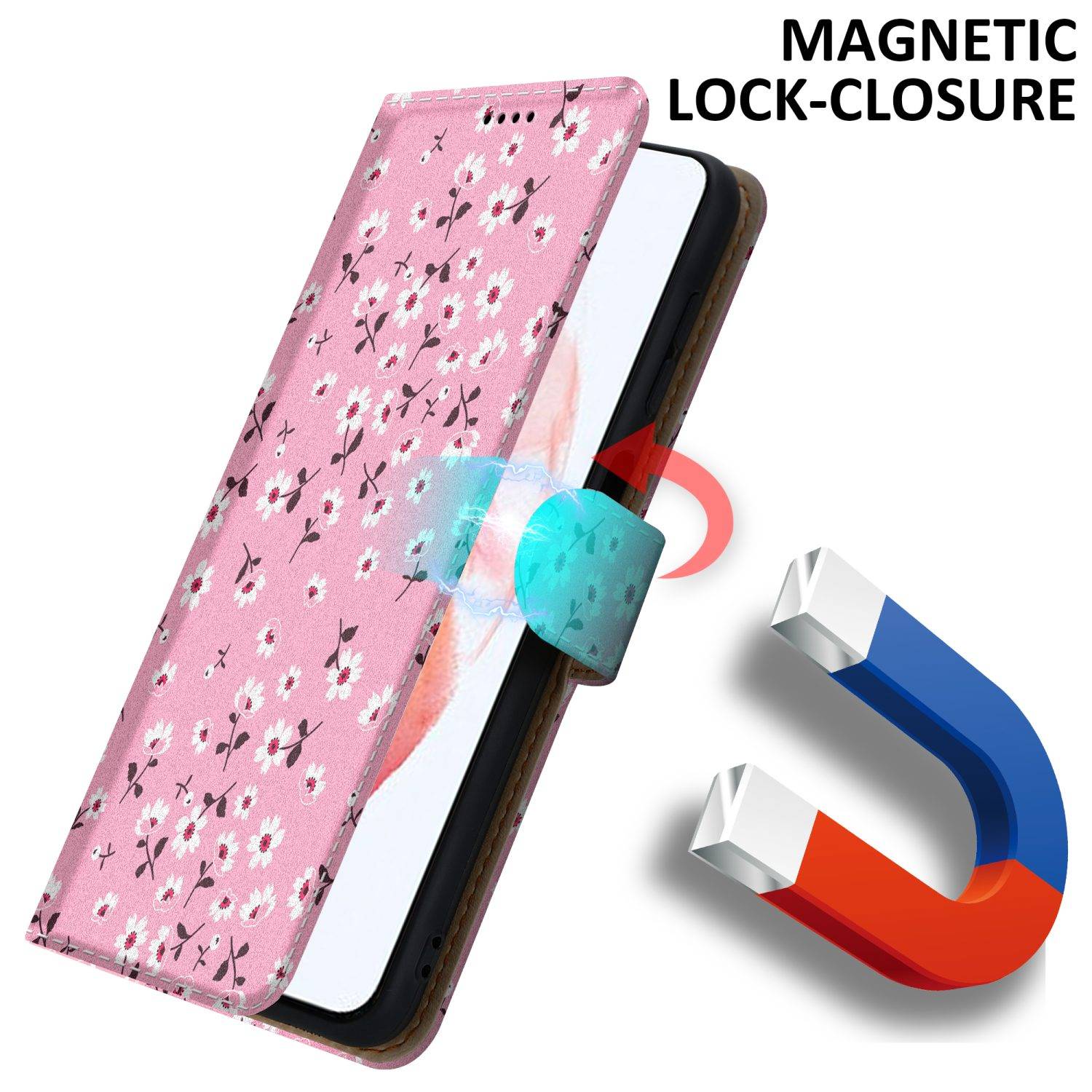 Cadorabo Schutzhülle für Samsung Galaxy S22 PLUS Hülle Design Rosa Handyhülle Schutzhülle Etui Magnetisch Case Cover