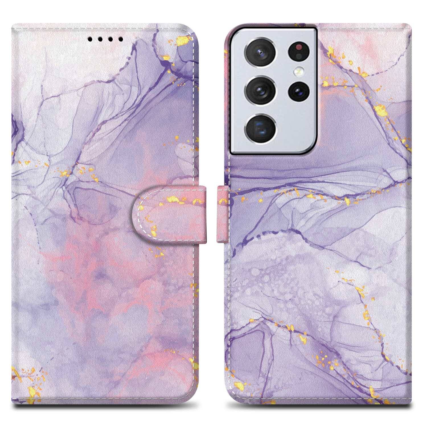 Cadorabo Schutzhülle für Samsung Galaxy S22 ULTRA Hülle Design Lila Handyhülle Schutzhülle Etui Magnetisch Case Cover