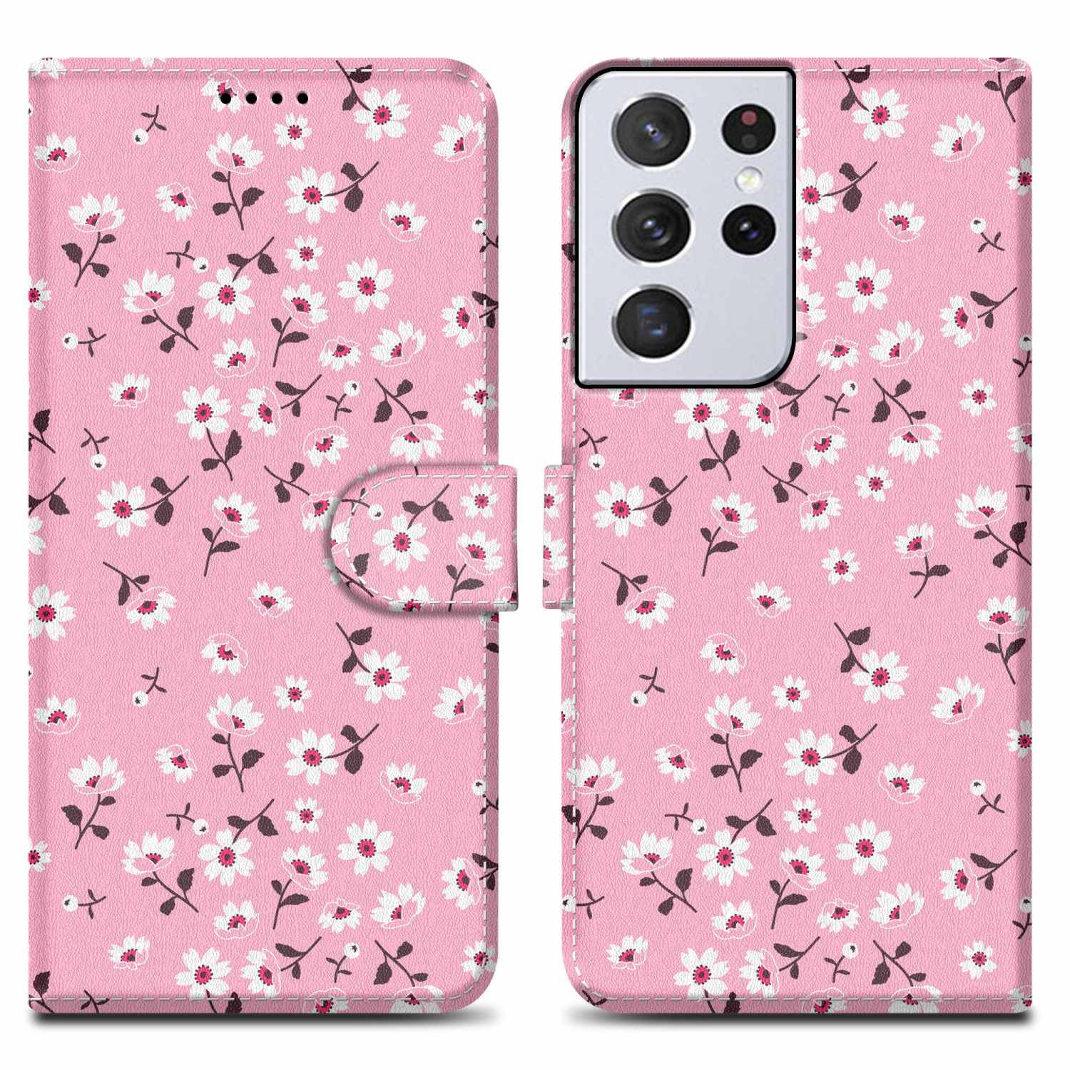 Cadorabo Schutzhülle für Samsung Galaxy S22 ULTRA Hülle Design Rosa Handyhülle Schutzhülle Etui Magnetisch Case Cover