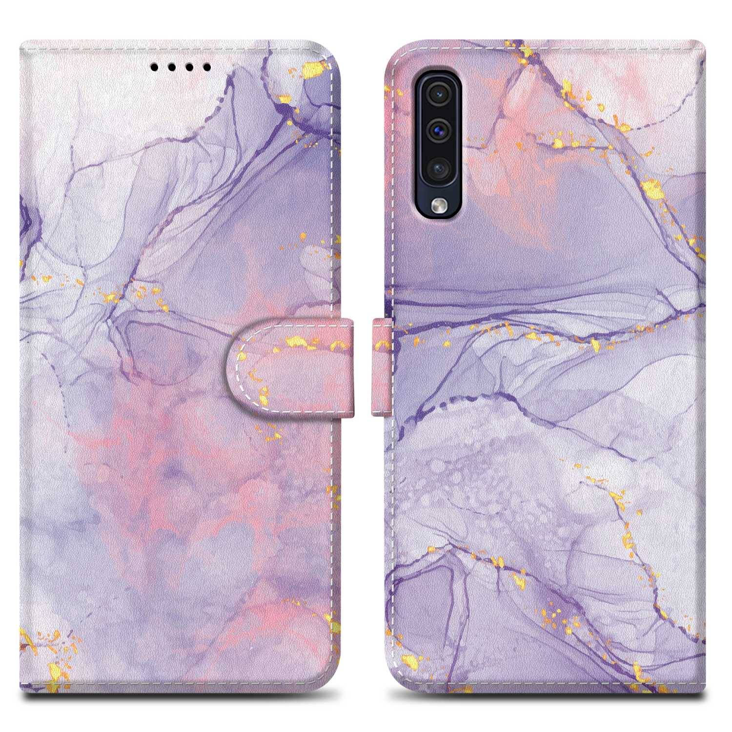 Cadorabo Schutzhülle für Samsung Galaxy A50 4G / A50s / A30s Hülle Design Lila Handyhülle Schutzhülle Etui Magnetisch